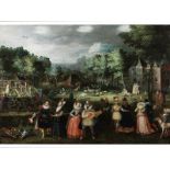 Lucas van Valckenborch, 1535 "" 1597, zug. HÖFISCHES FRÜHLINGSFEST VOR EINEM SCHLOSS MIT