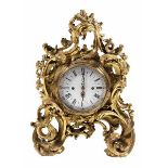 Barock-Uhr Höhe: 61 cm. Österreich, 18. Jahrhundert. Das Gehäuse in Holz geschnitzt und vergoldet