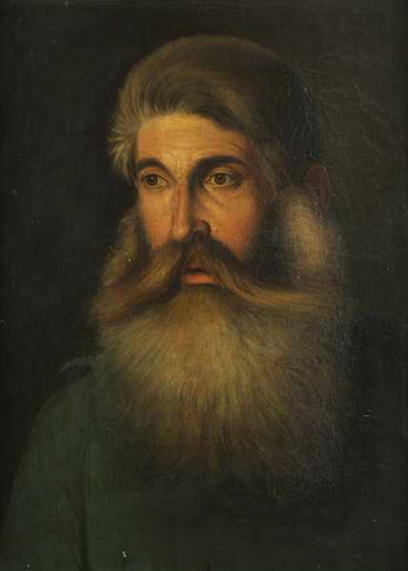 Portrait eines Bärtigen 66 x 49 cm. Öl auf Leinwand. Rückwärtig mit altem Sammlungsetikett.
