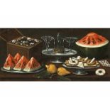 Quinsa, zug., Giovanni17. Jahrhundert Stillleben mit Wassermelone, Zitronen und Süßigkeiten Öl auf