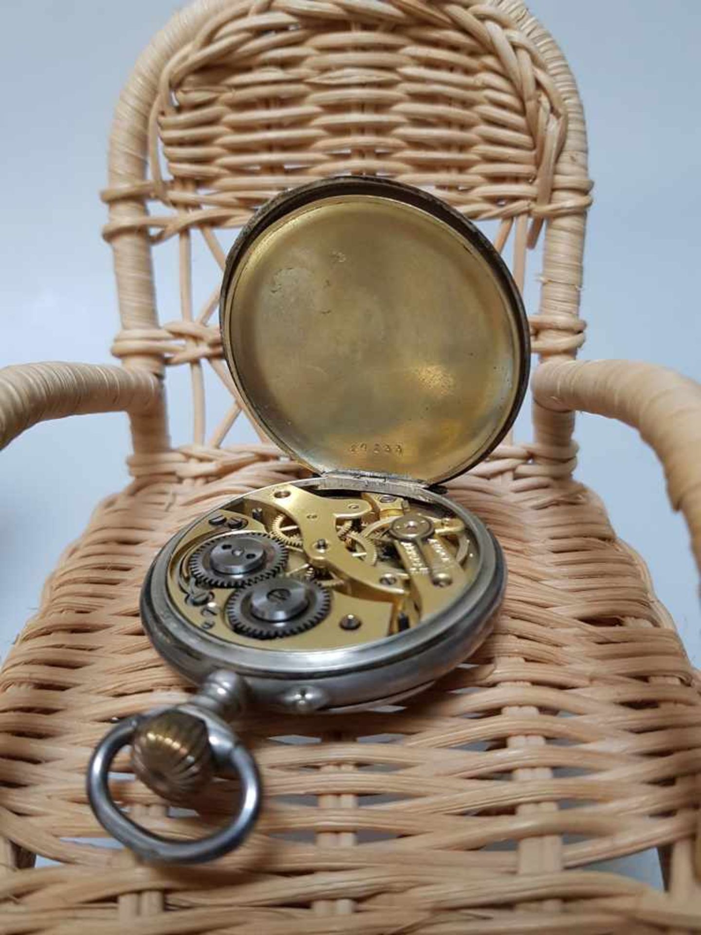 antike 800 Silber Taschenuhr wohl Gebr. Eppner in edler Holzschachtel - Bild 2 aus 7