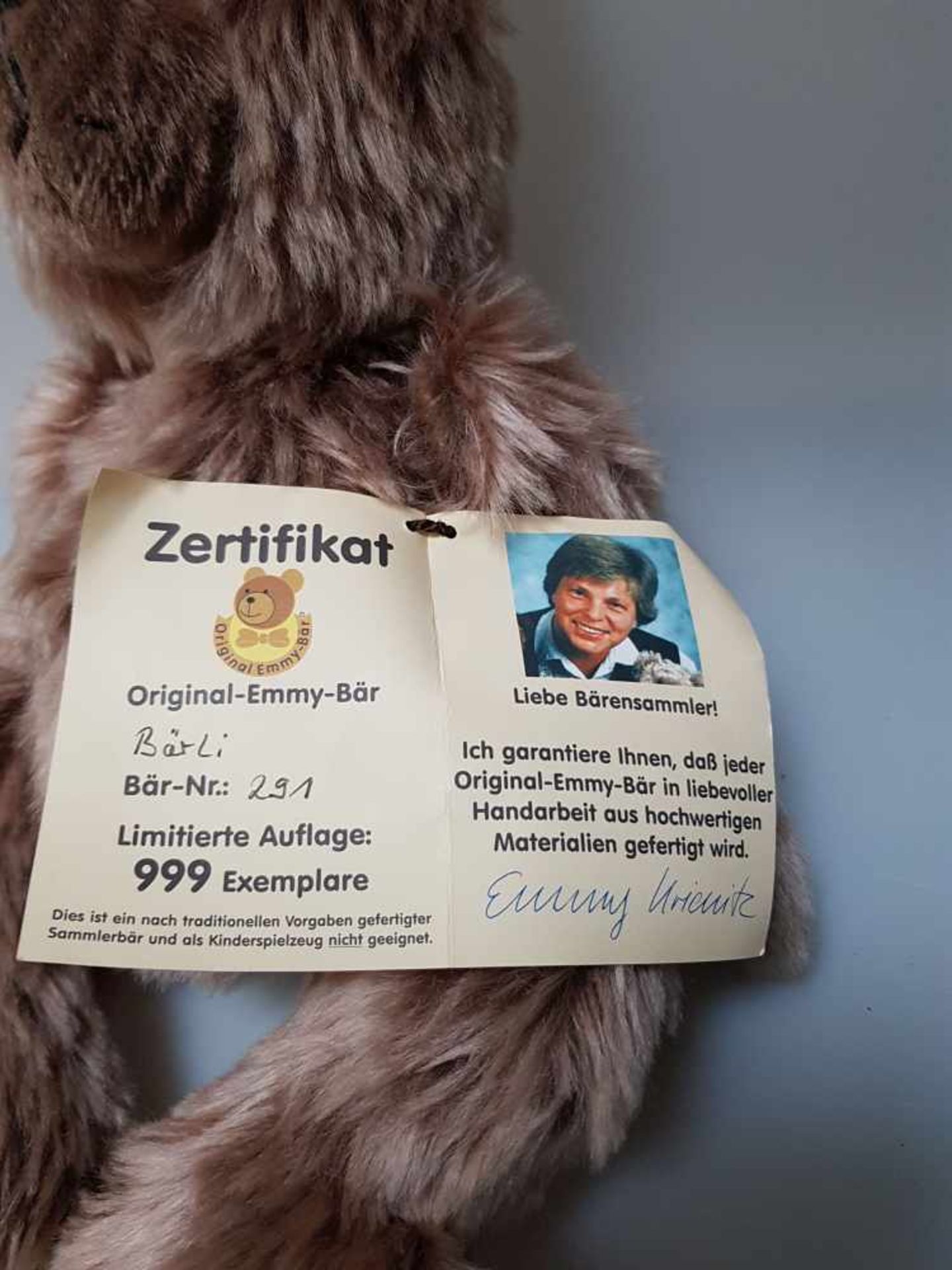 Very Rare Original Emmy Bär / seltener Teddybär Bärli 291/999 limitiert - Bild 4 aus 4