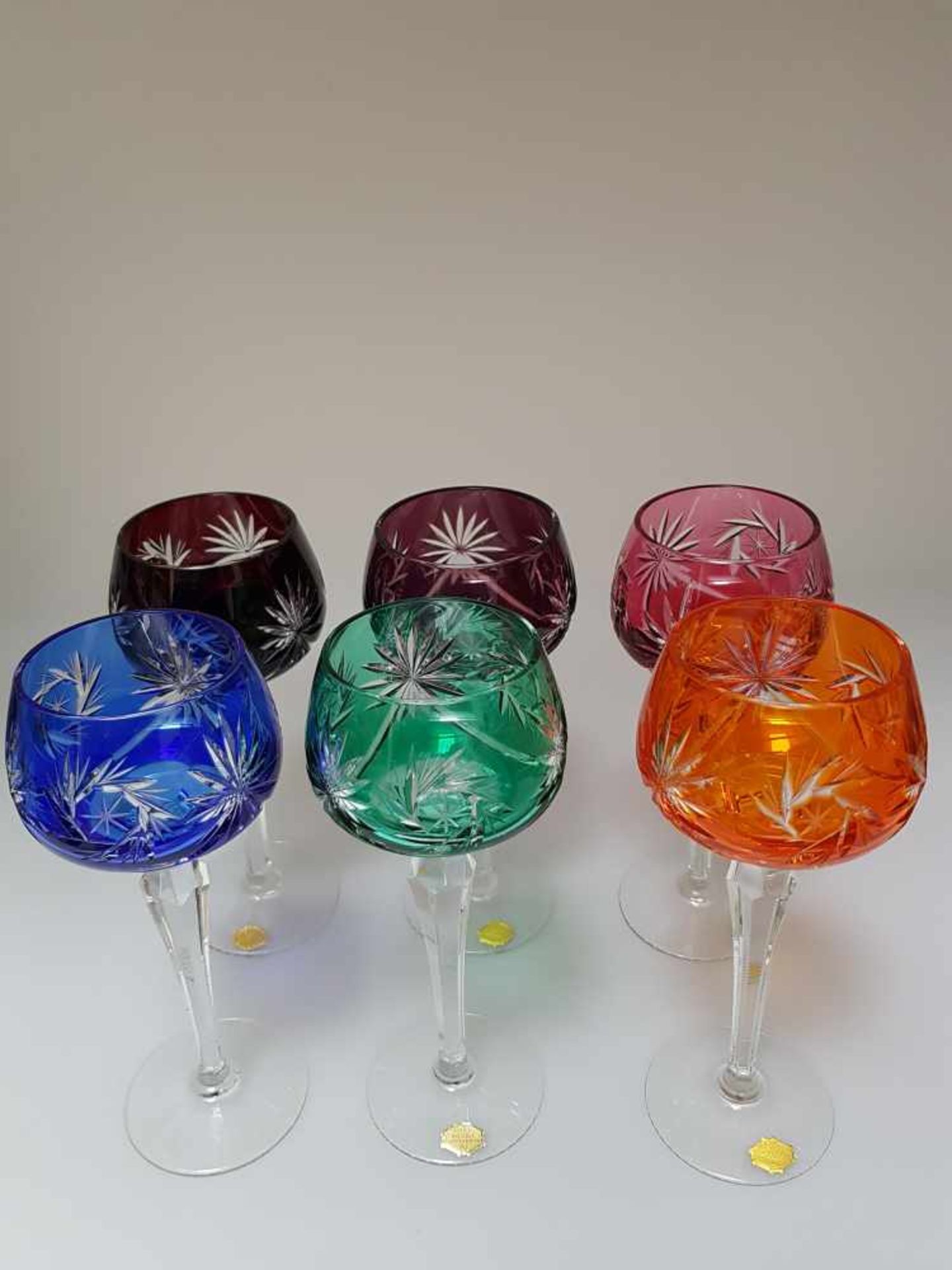 6 X GD Römerglas Farbig Weinrömer Überfangrömer Bleikristall Weinglas Römer - Bild 2 aus 9