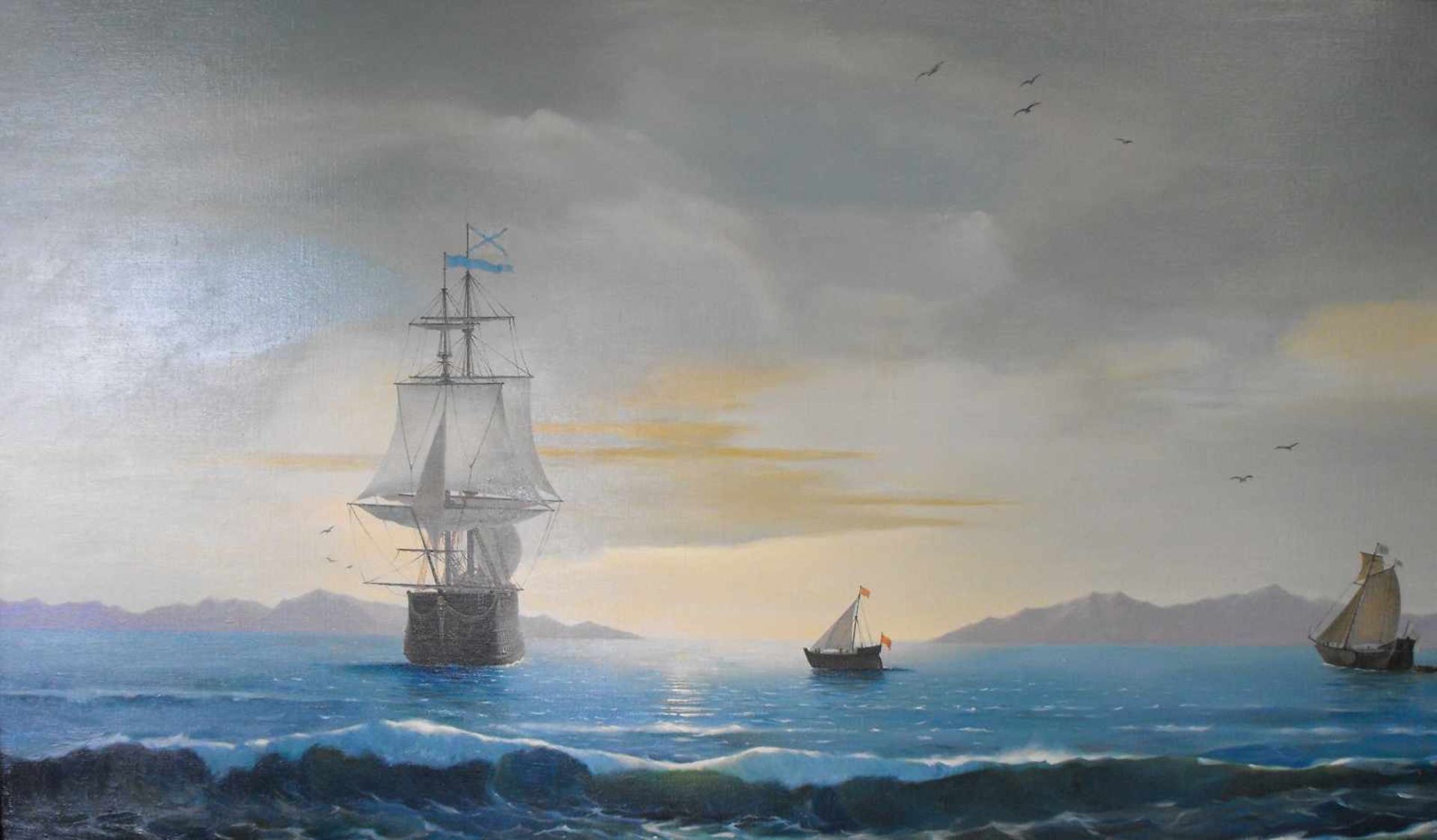 Marinemalerei, Ölgemälde, St.Petersburger Schule, signiert