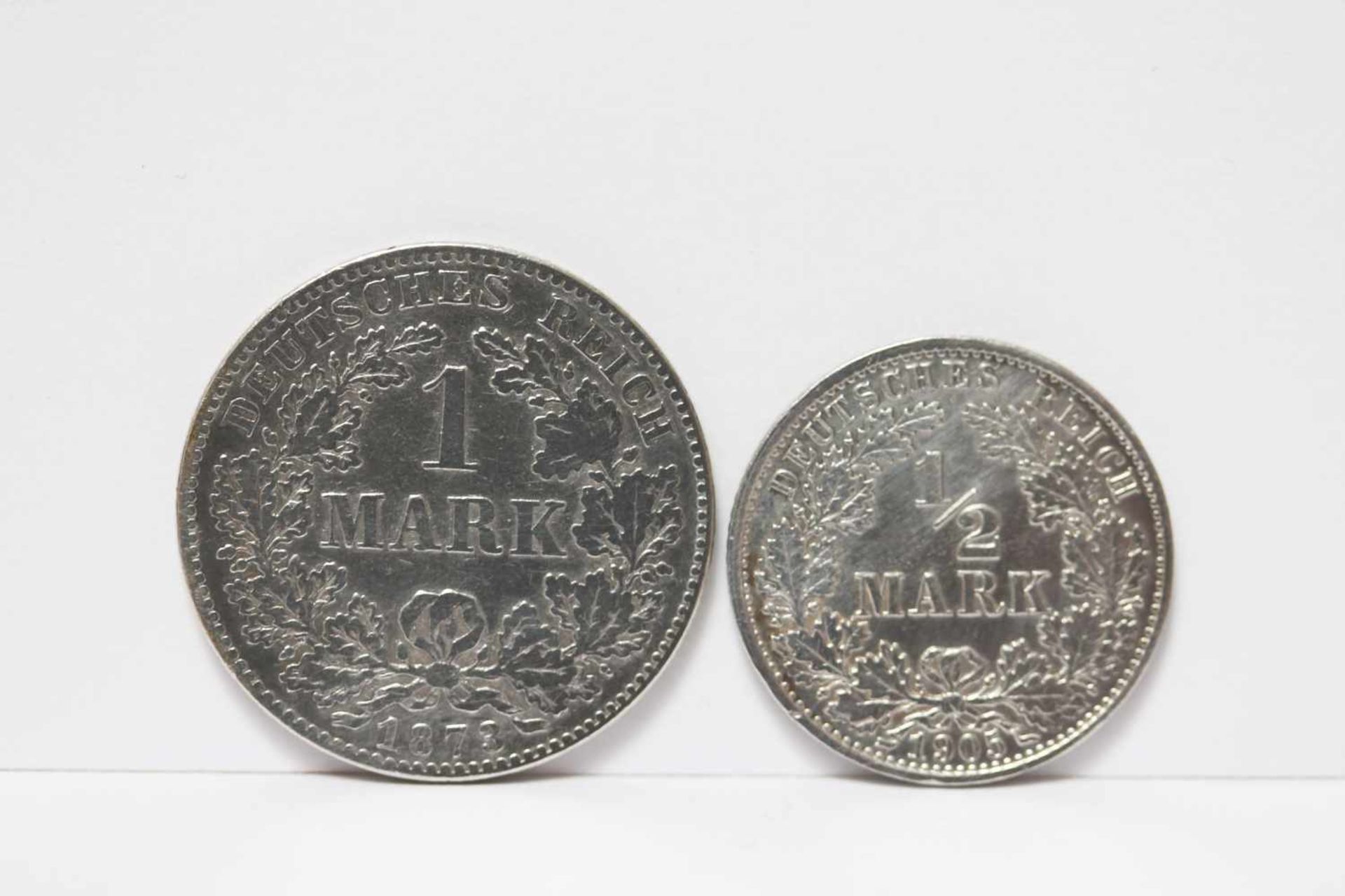 Deutsches Kaiserreich - 1/2 und 1 Mark im Set Silber Münzen Sammlung