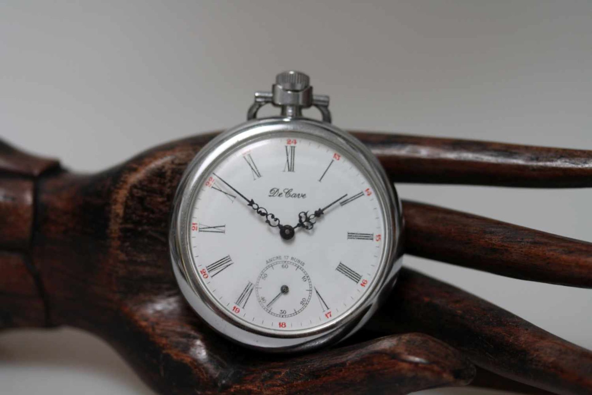 Taschenuhr De Cave Ancre17 Rubis Ø ca. 48 mm.