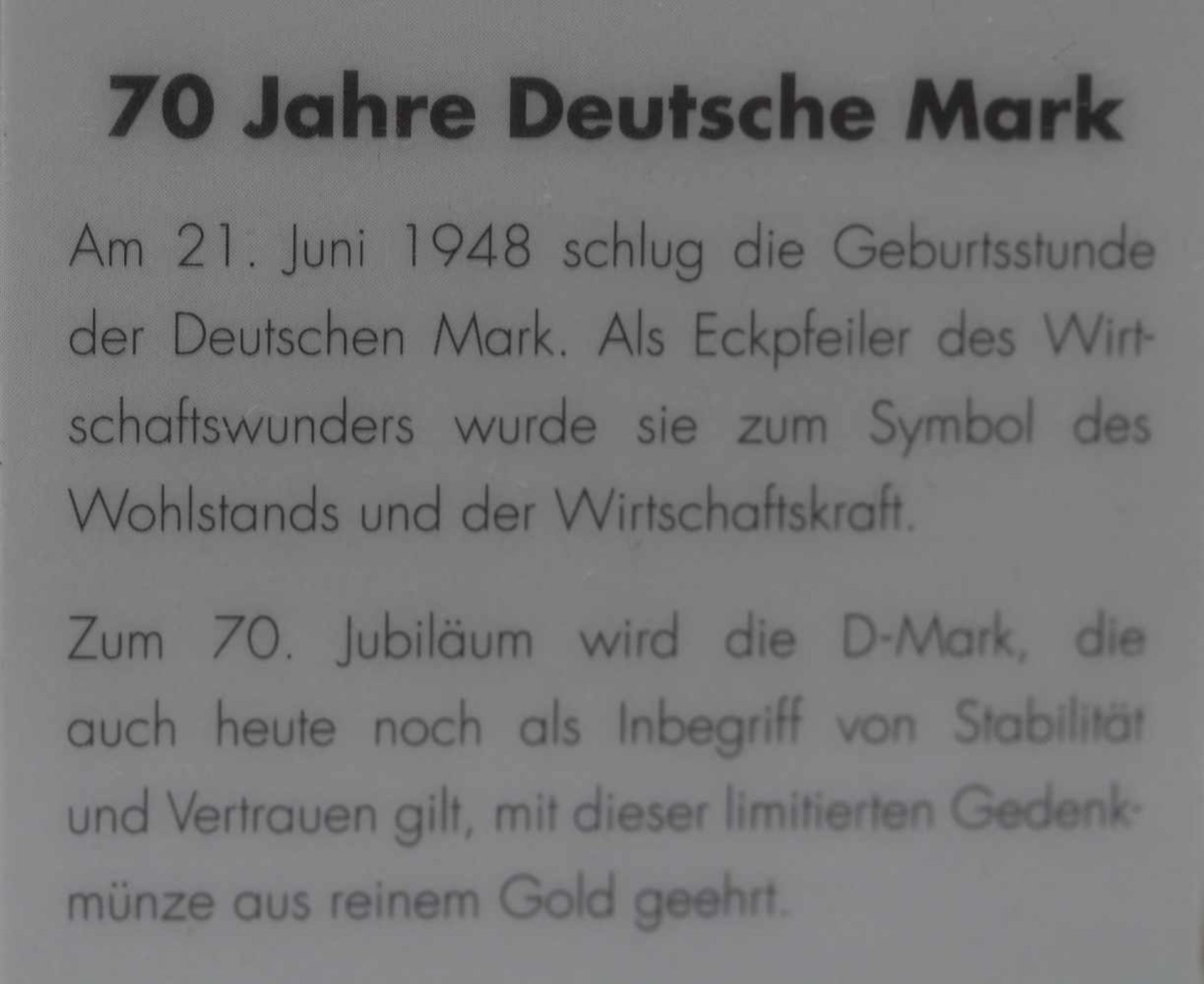 1/200 Unze Gold 70 Jahre Deutsche Mark Gedenkmünze in Gold - Bild 3 aus 3