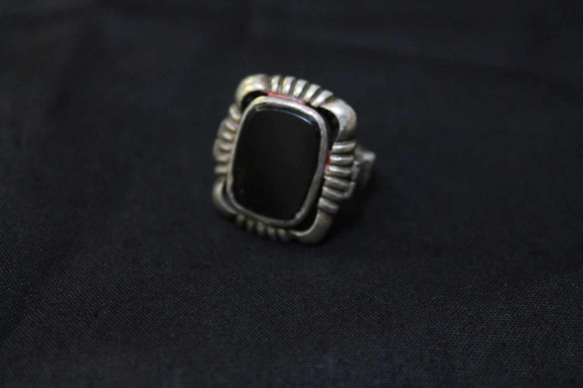 Alter 835er Silber Ring,schwarzer Stein, 8,0gr., RG 50