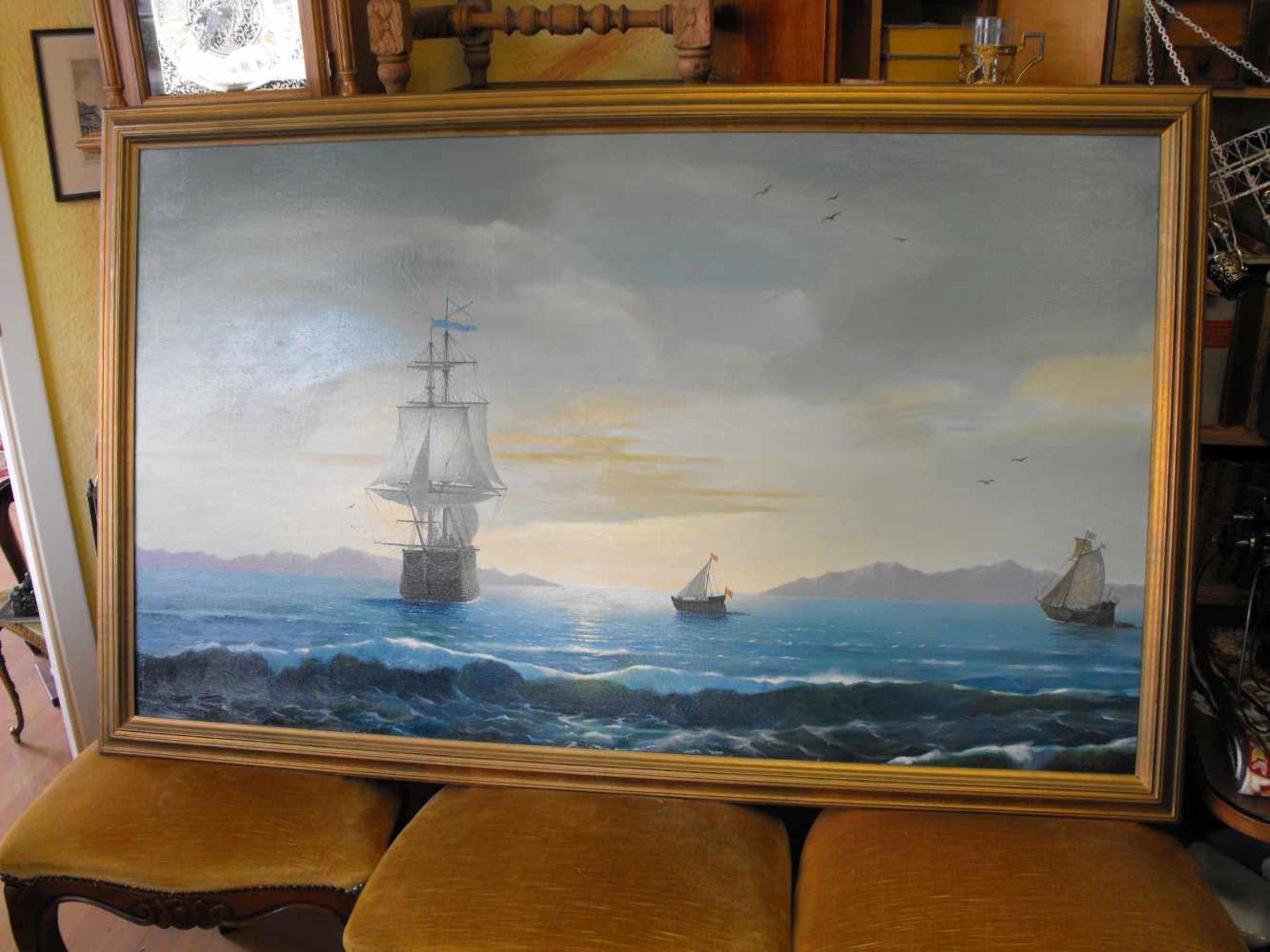 Marinemalerei, Ölgemälde, St.Petersburger Schule, signiert - Image 2 of 6