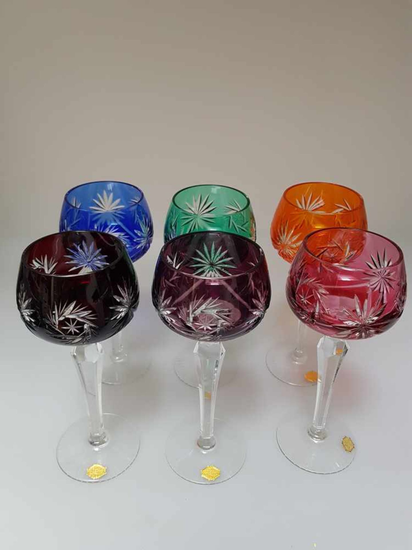 6 X GD Römerglas Farbig Weinrömer Überfangrömer Bleikristall Weinglas Römer - Bild 5 aus 9