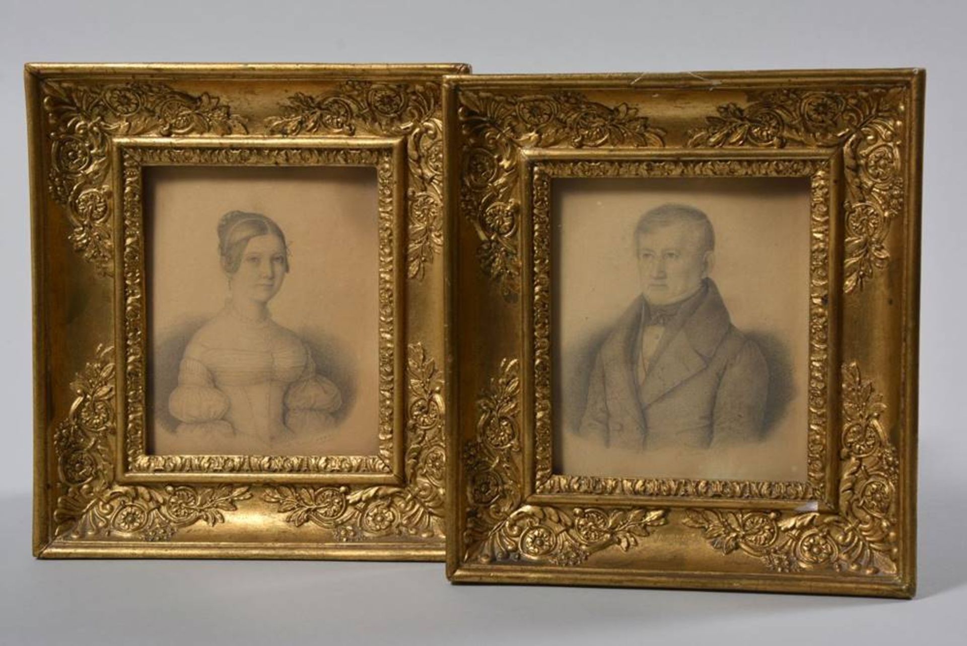 Pair of Biedermeier-portraits