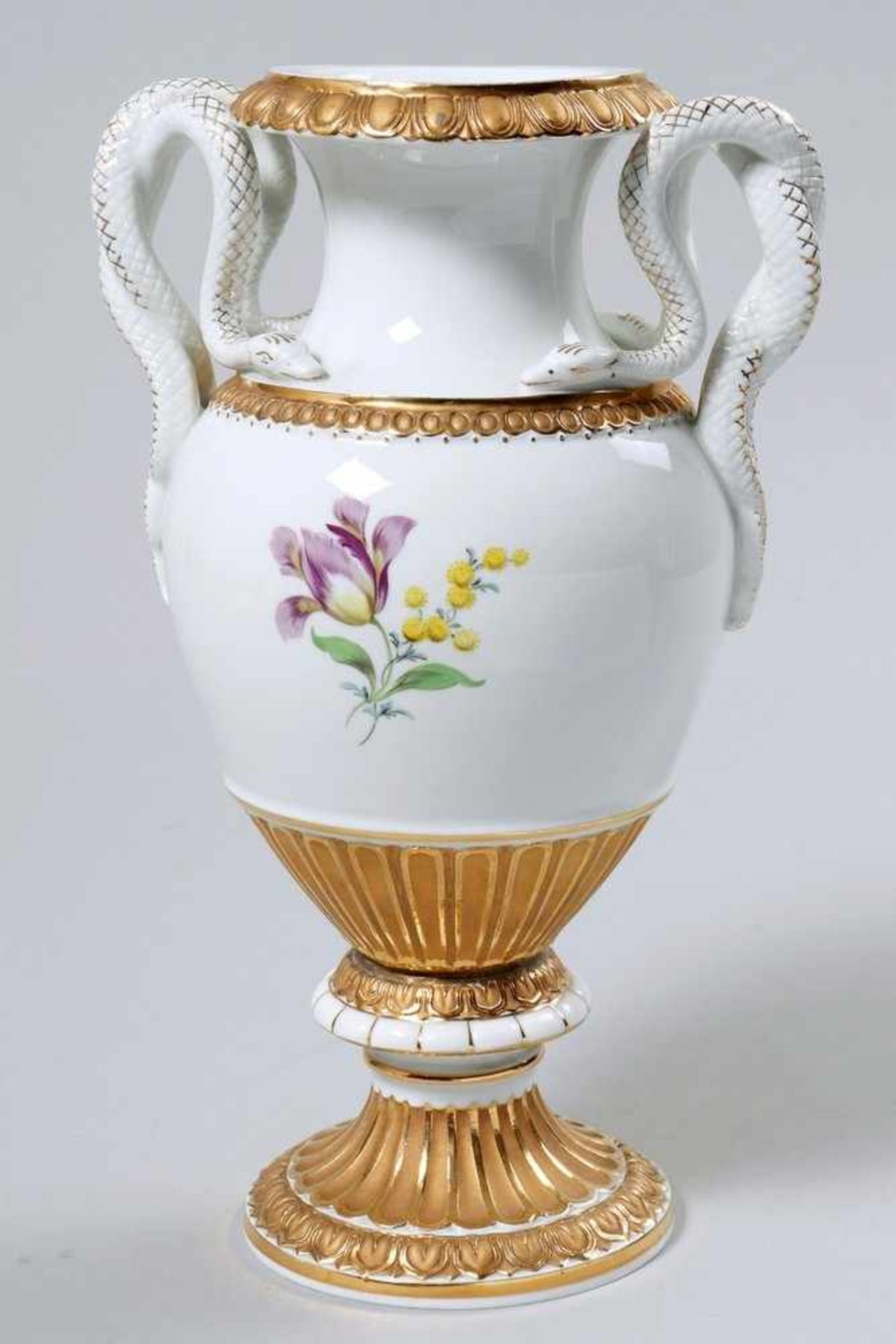 Schlangenhenkelvase, Meissen, Dekor Deutsche Blume, 20. Jh., 2. Wahl - Bild 4 aus 5