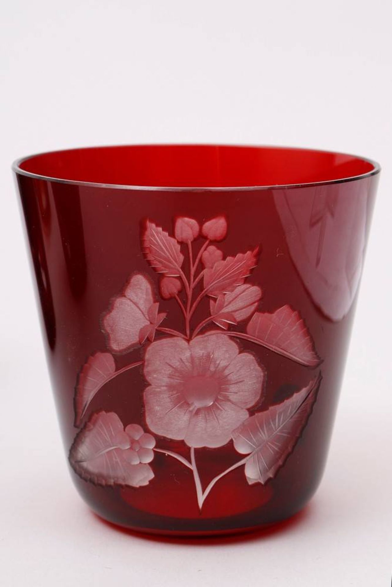 6 Tumbler Rotter, Lübeck, 4x dot-decoration and 2x floral decoration, glass, cased in red, blue - Bild 4 aus 4
