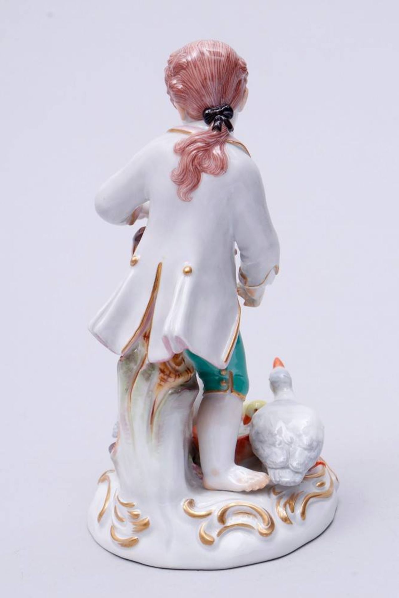 Boy with Geese Meissen, 2nd half 20th C., design Johann Joachm Kaendeler, standing boy, feeding 4 - Bild 2 aus 6