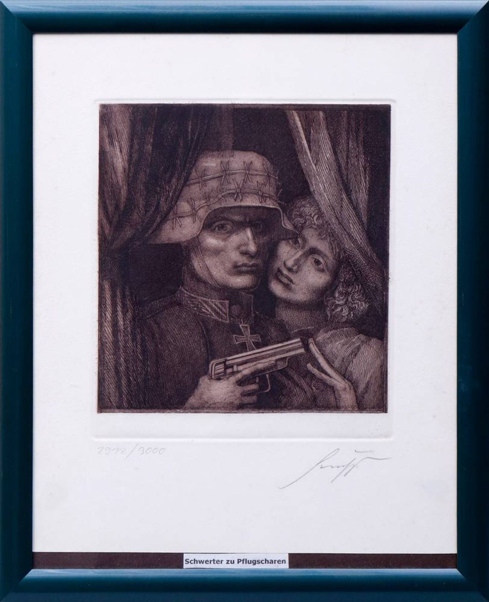 Ernst Fuchs (1930. Vienna - 2015, ibid)"Der Soldat und sein Engel" (soldier and his angel), Sepia