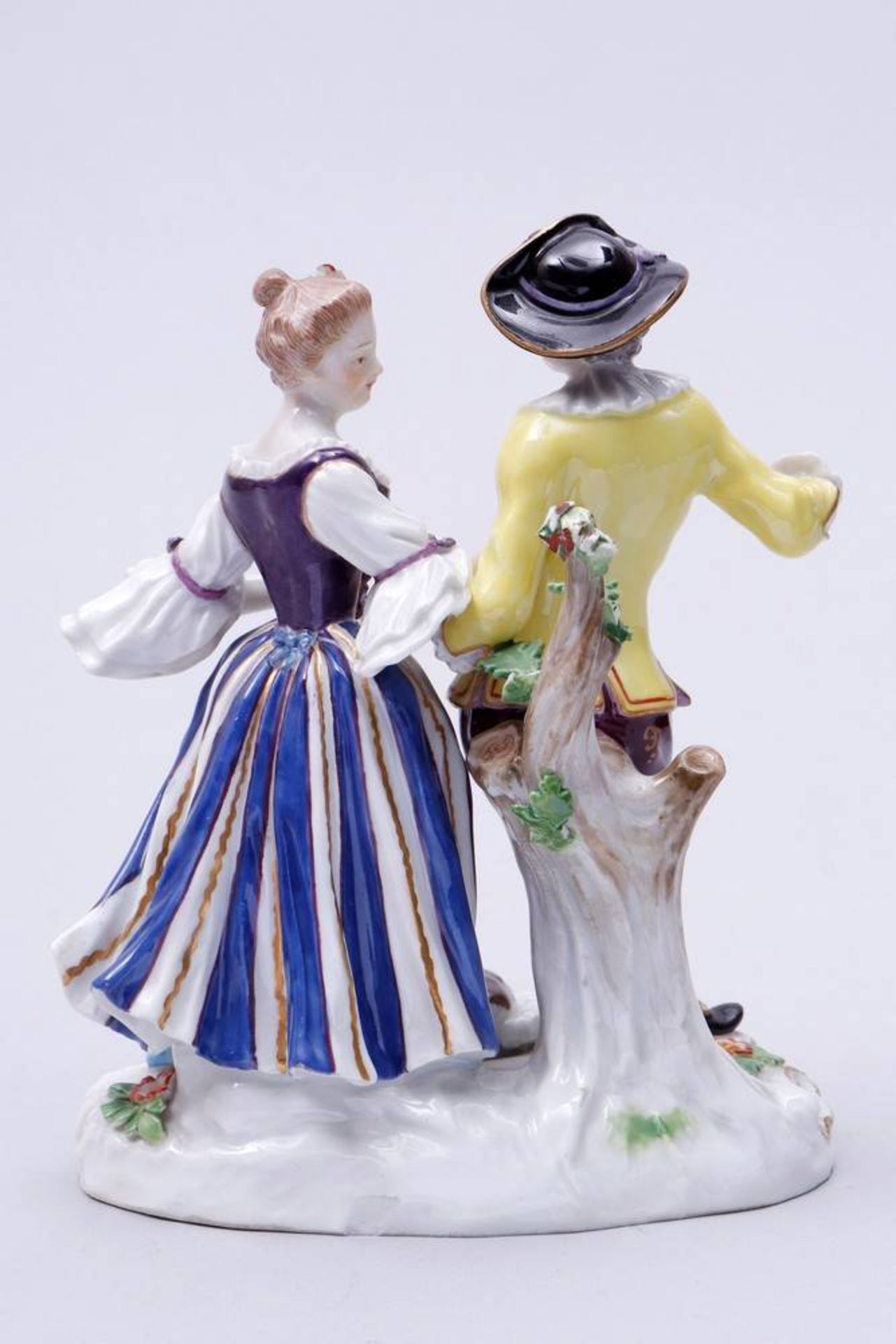 Shepherds Meissen, ca. 1900, design Johann Joachim Kaendler, standing couple with Sheep, - Bild 2 aus 8