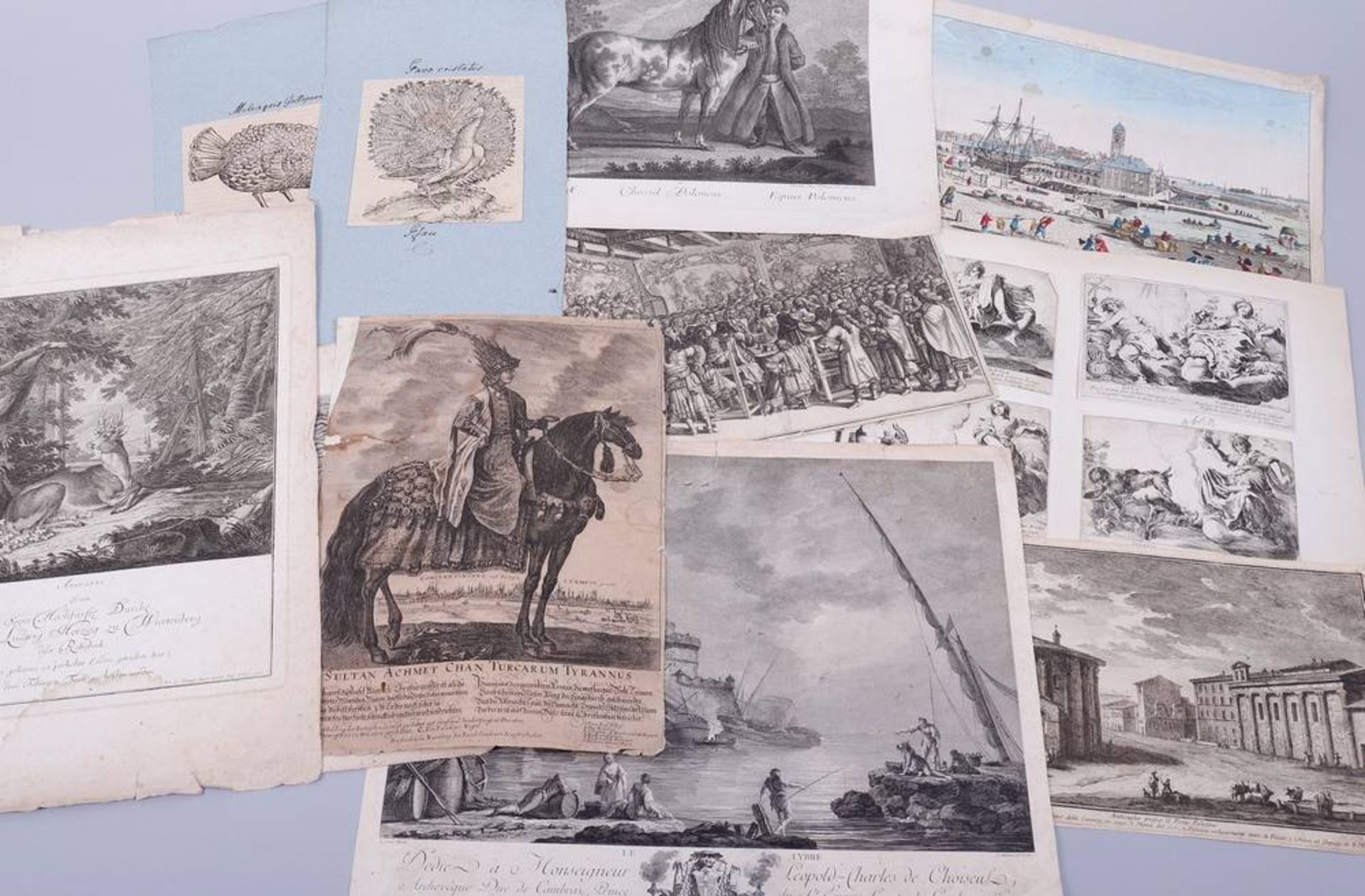 Lot prints - 17th/18th C.14 pieces, inter alia Giuseppe Vasi "Anticaglie presso il Ponte