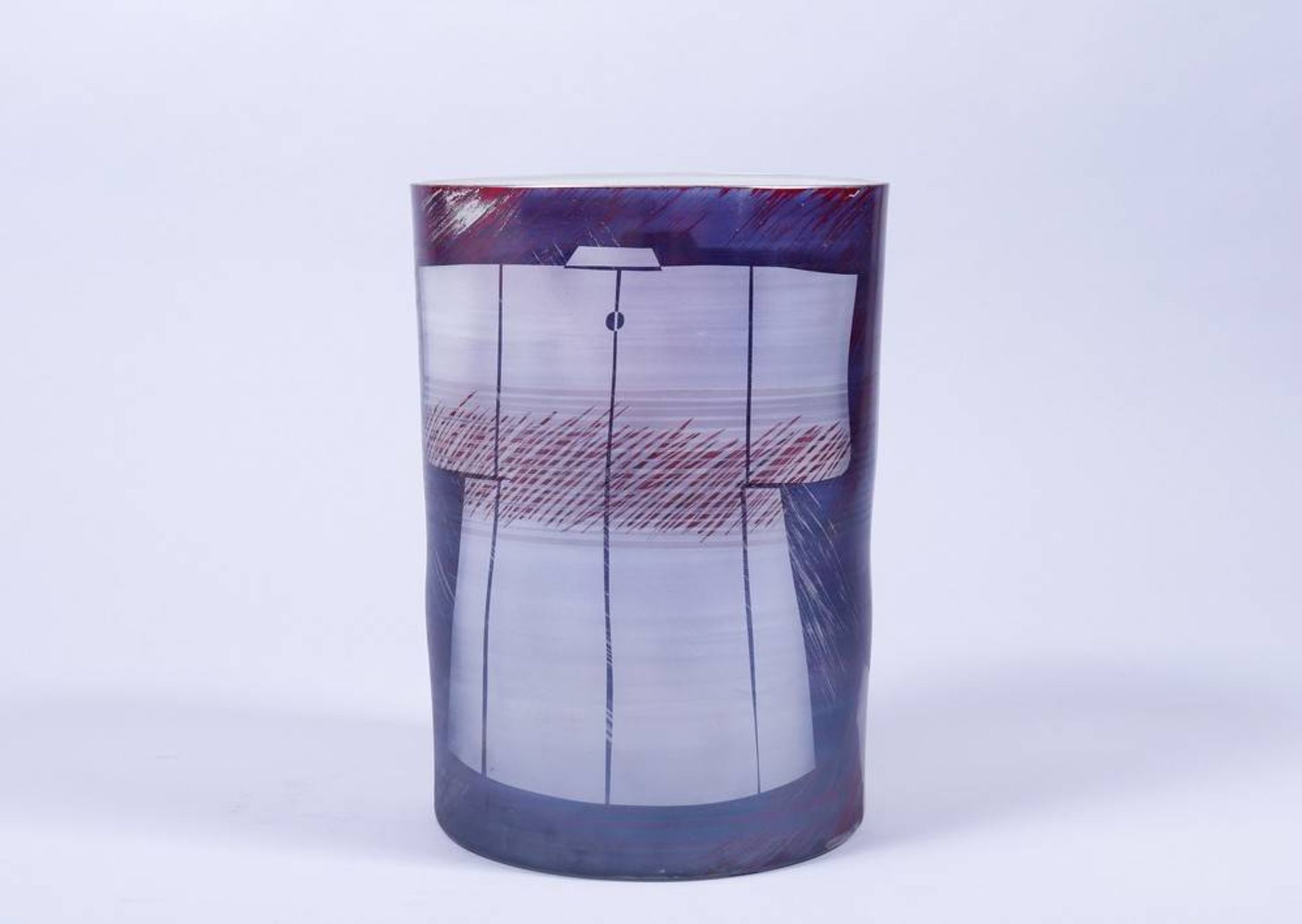 Isgard Moje-Wohlgemuth (1941-2018) glass, large, cylindricle vase, signrd and dated 1986, H: 29,