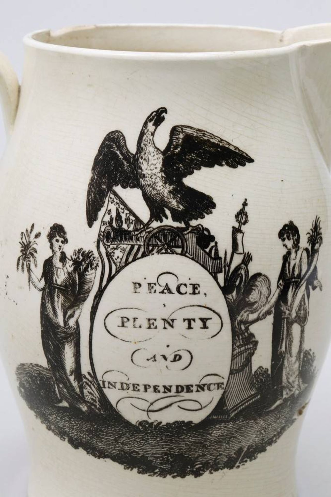 Liverpool Jug Herculaneum Pottery, ca. 1800, marked on the side "Peace, Plenty and Independence" and - Bild 4 aus 5