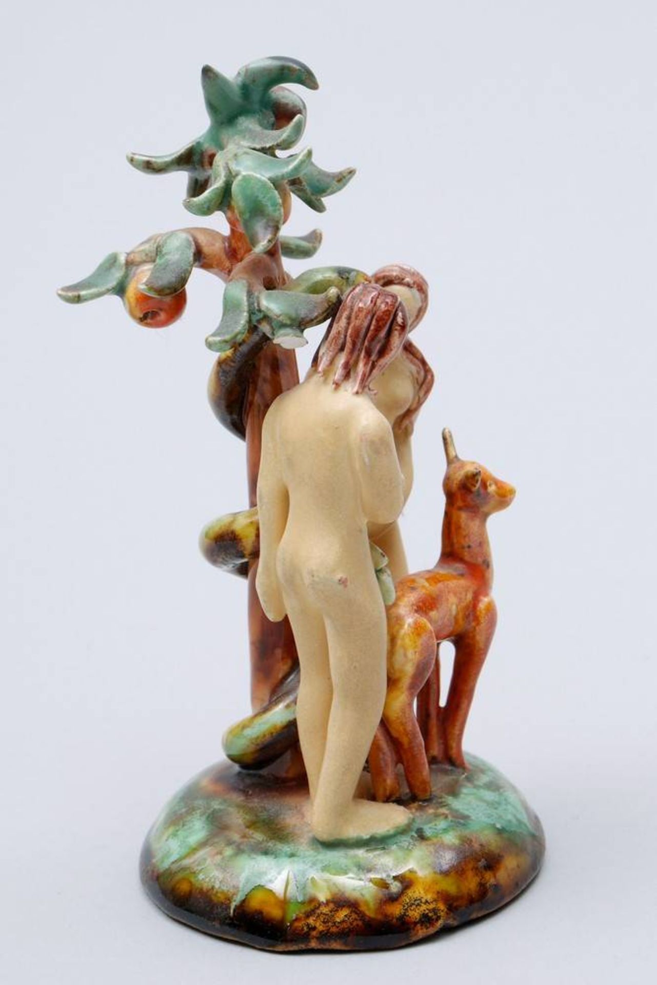 Art Nouveau figural group Vienna, ca. 1900/20, Adam and Eve by the apple tree with snake, - Bild 3 aus 4