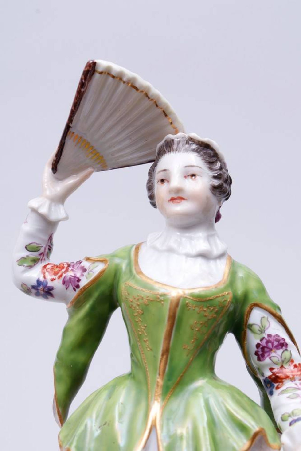 Polish Lady Meissen, ca. 1900, design Peter Reinicke, standing Lady, holding a fan, porcelai, - Bild 5 aus 5