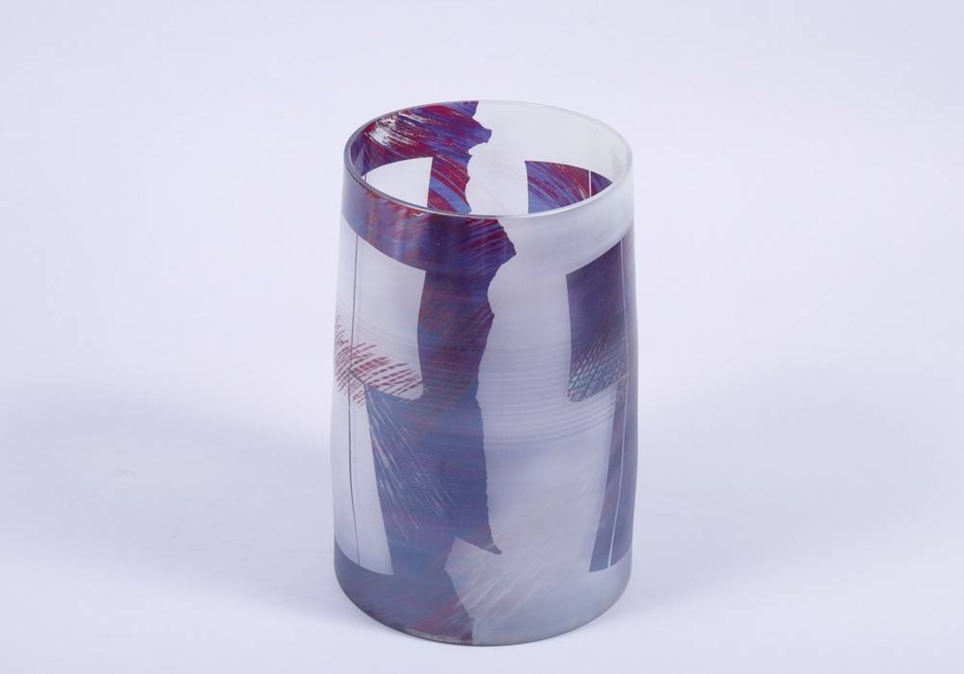 Isgard Moje-Wohlgemuth (1941-2018) glass, large, cylindricle vase, signrd and dated 1986, H: 29, - Bild 2 aus 8