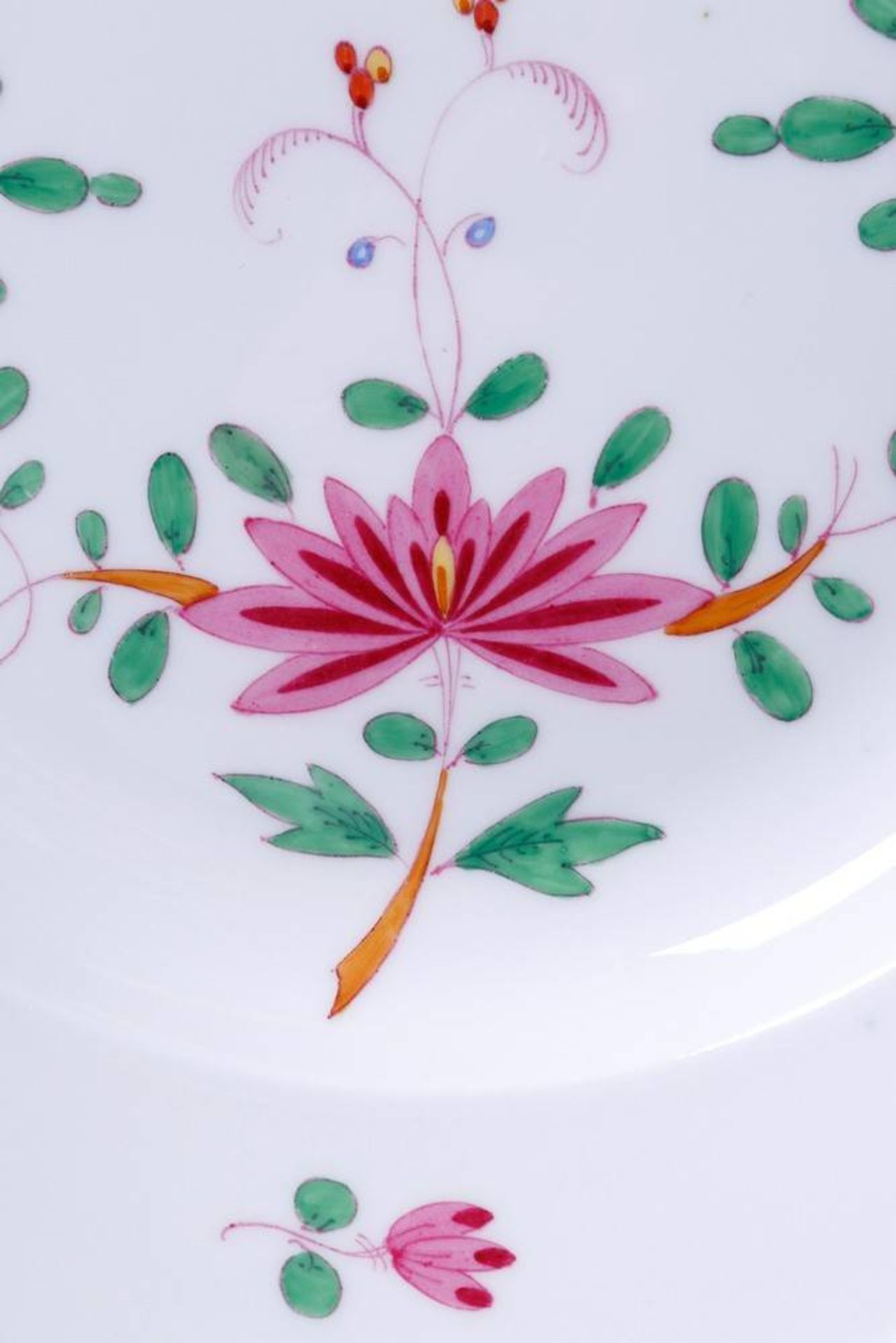 Plate, Meissen, ca. 1900, decor "indisch bunt", swordmarks, 2 grindmarksporcelain, painted in - Bild 2 aus 2