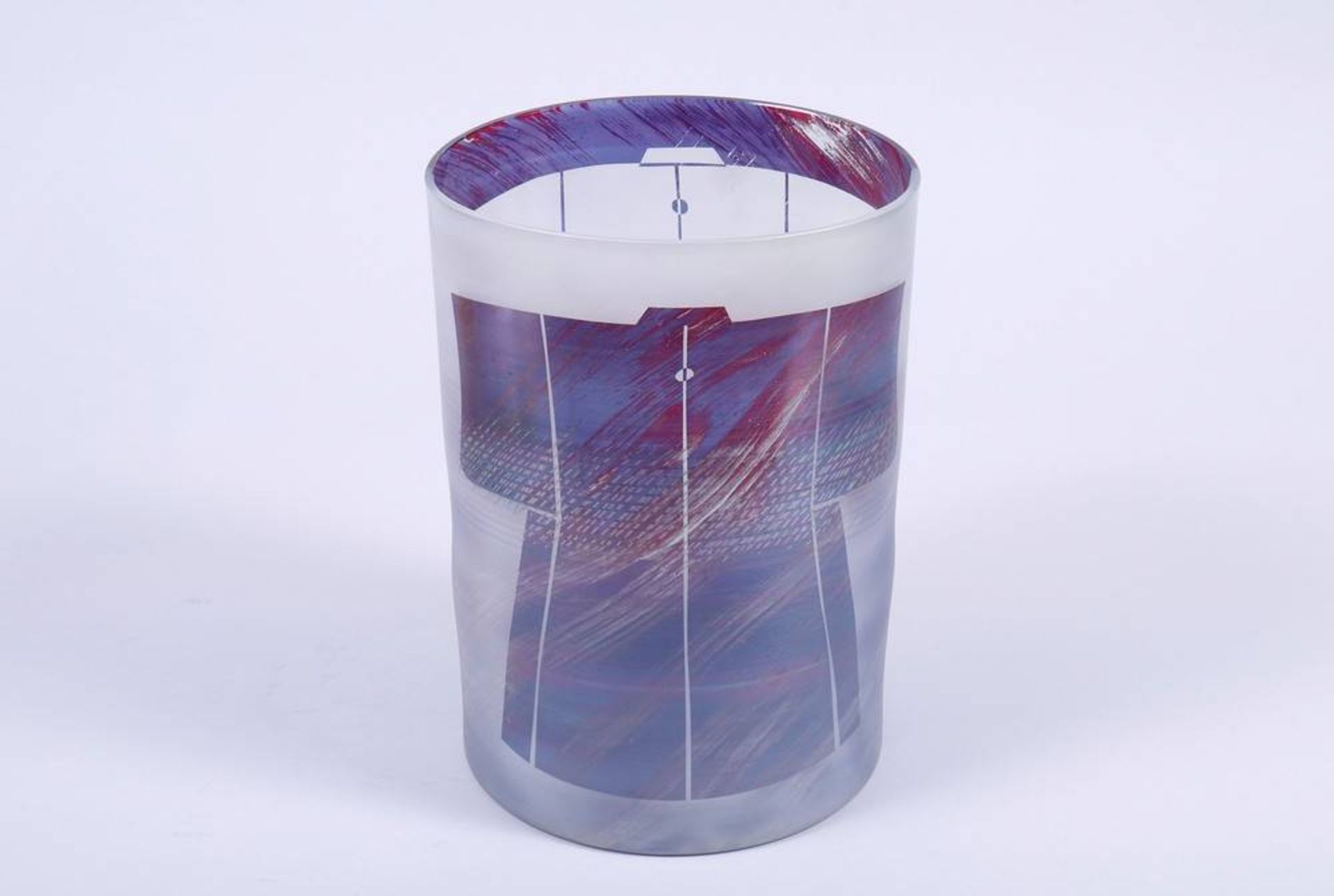 Isgard Moje-Wohlgemuth (1941-2018) glass, large, cylindricle vase, signrd and dated 1986, H: 29, - Bild 3 aus 8