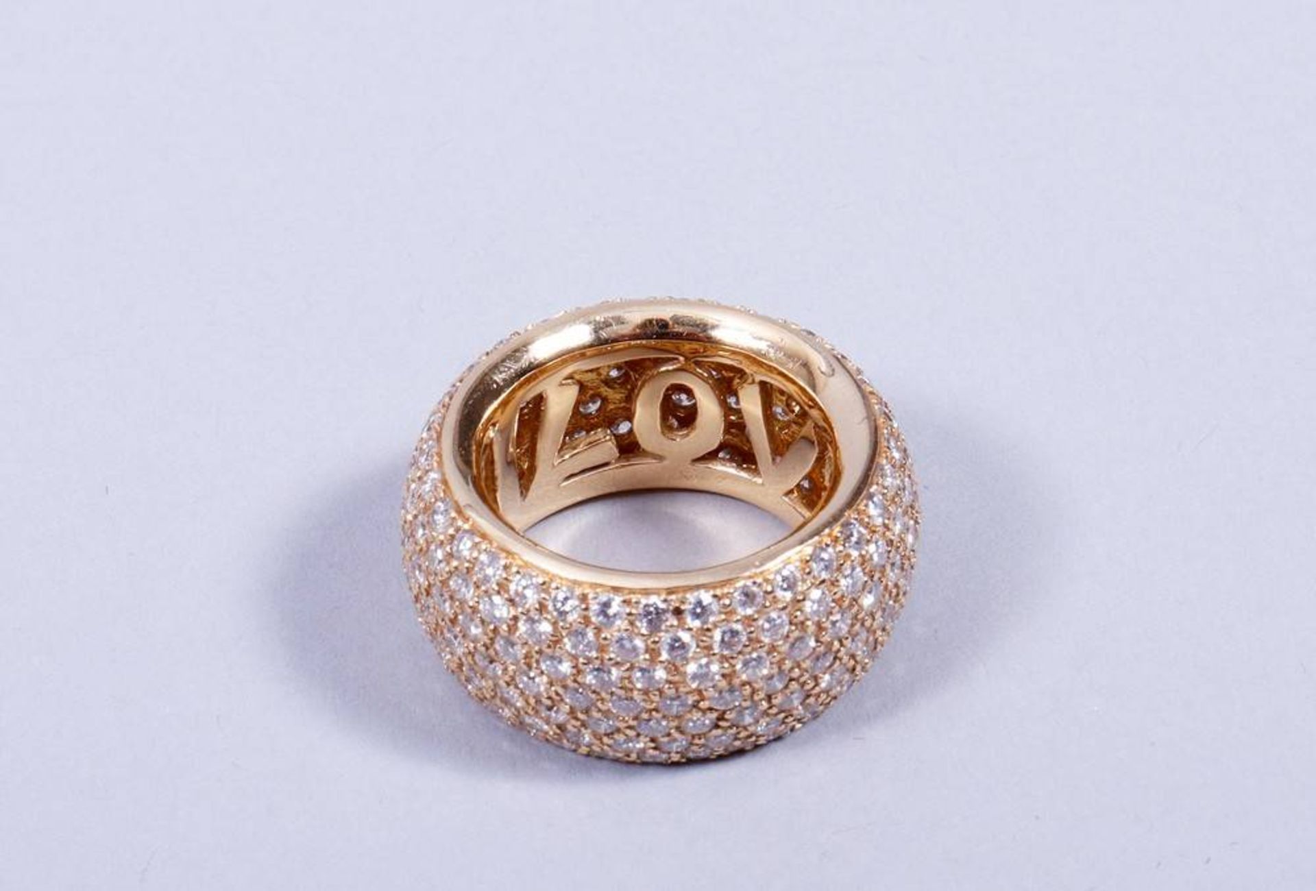 LOVE ring750 gold, Paul Buchwald (HPB), Frankfurt, pierced shank, forming the word "LOVE", arched