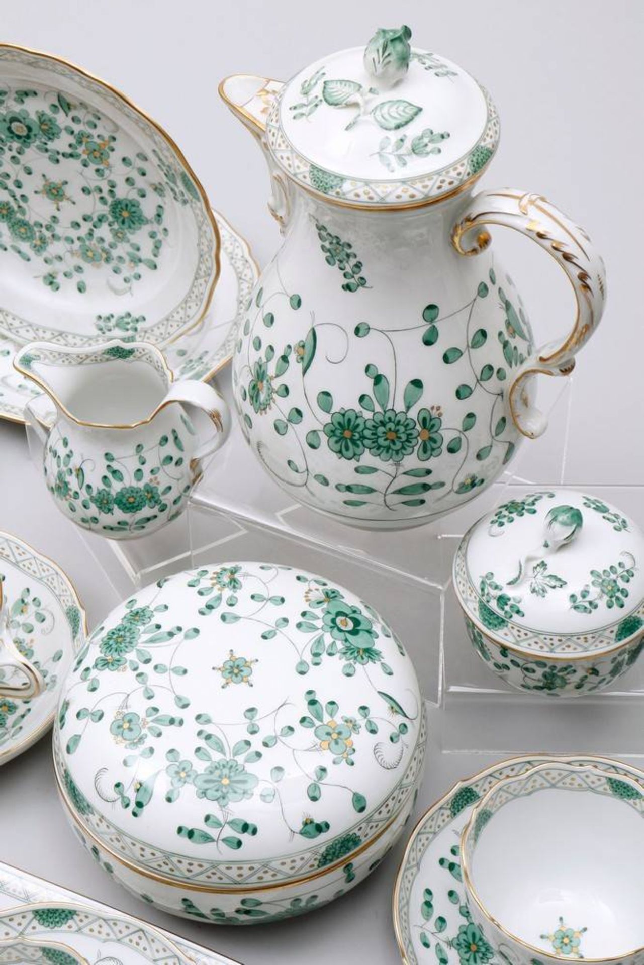 Coffee service for 5 persons Meissen, form "Neuer Ausschnitt", decor "Indisch Grün", 20th C., 20 - Bild 2 aus 3