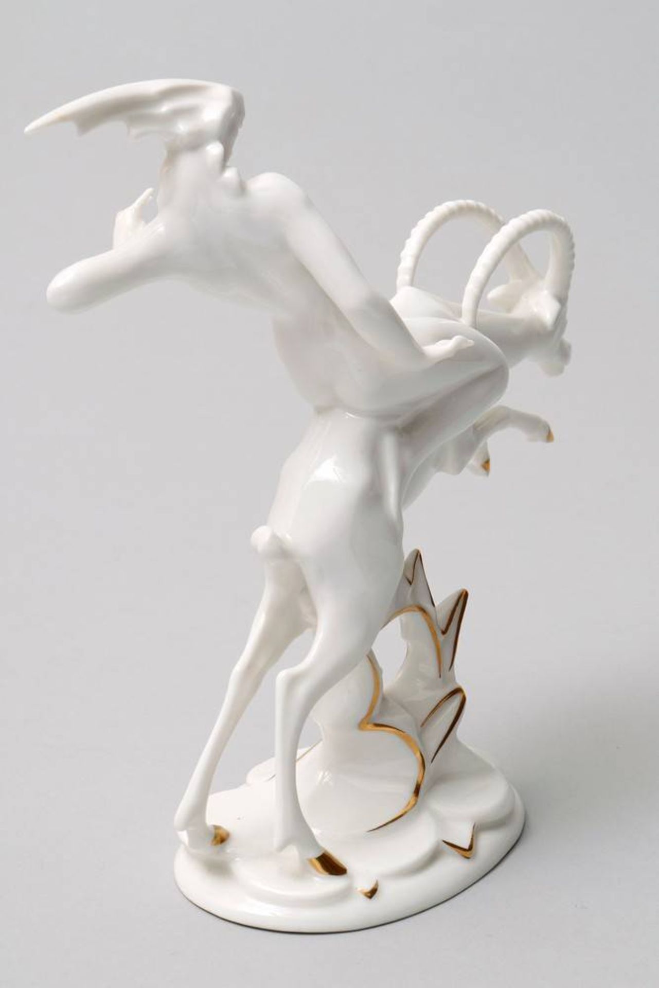 Gazelle Rider Hutschenreuther, ca. 1920, design Karl Tutter, stylised female nude on gazelle, - Bild 3 aus 5