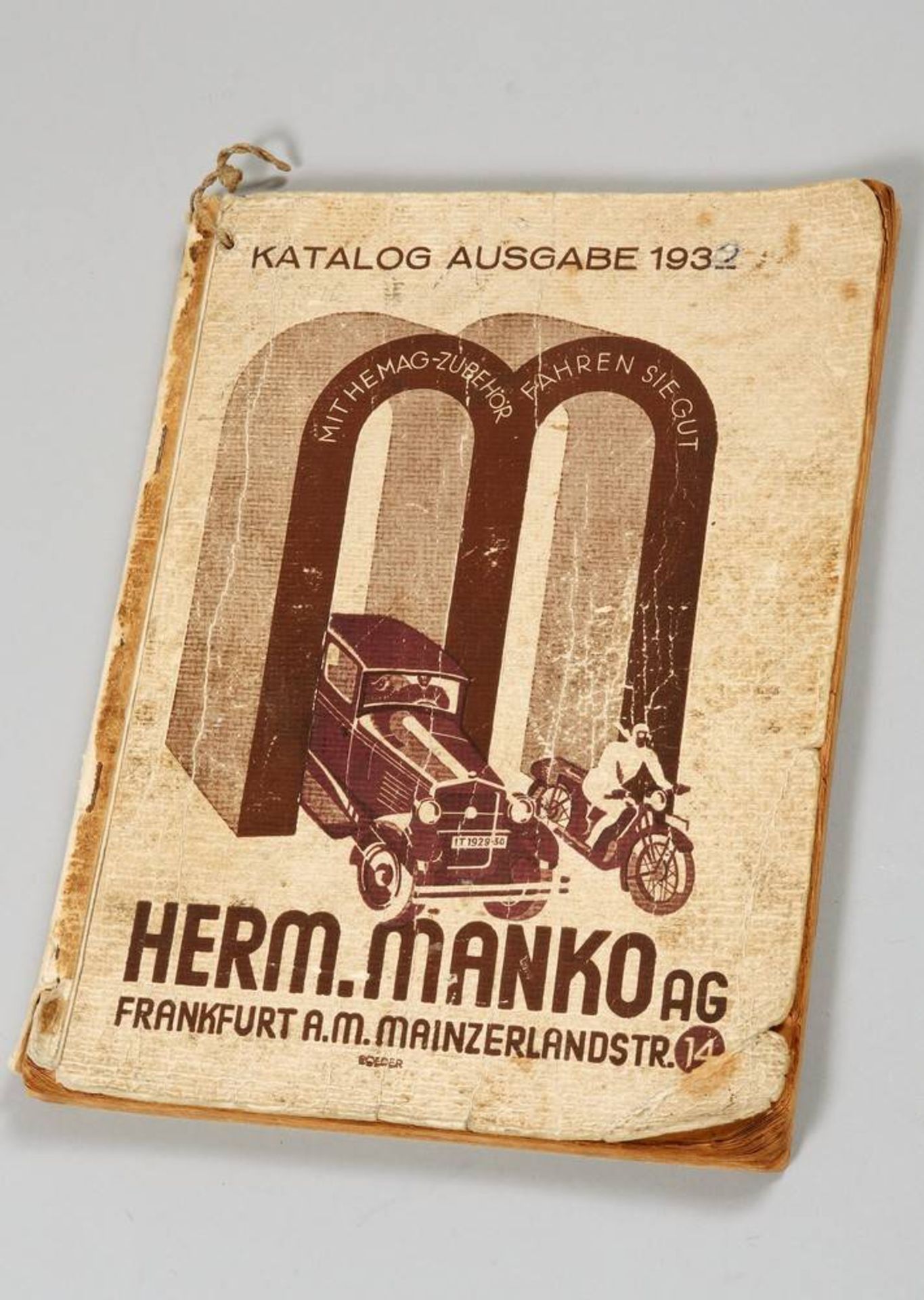 Book - Hermann Manko AG catalogue 1932, car parts and accessories, not collated, signs of age,