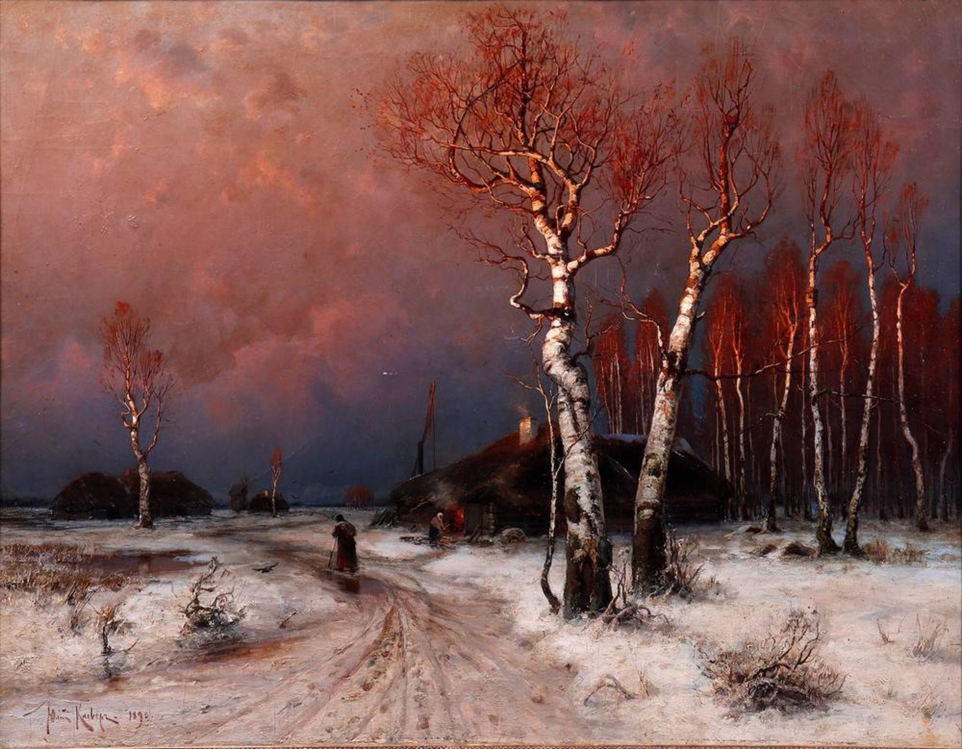 Julius Sergius von Klever / Yuliy Yulevich Klever (1850, Dorpat - 1924, Leningrad)winter landscape - Bild 2 aus 5