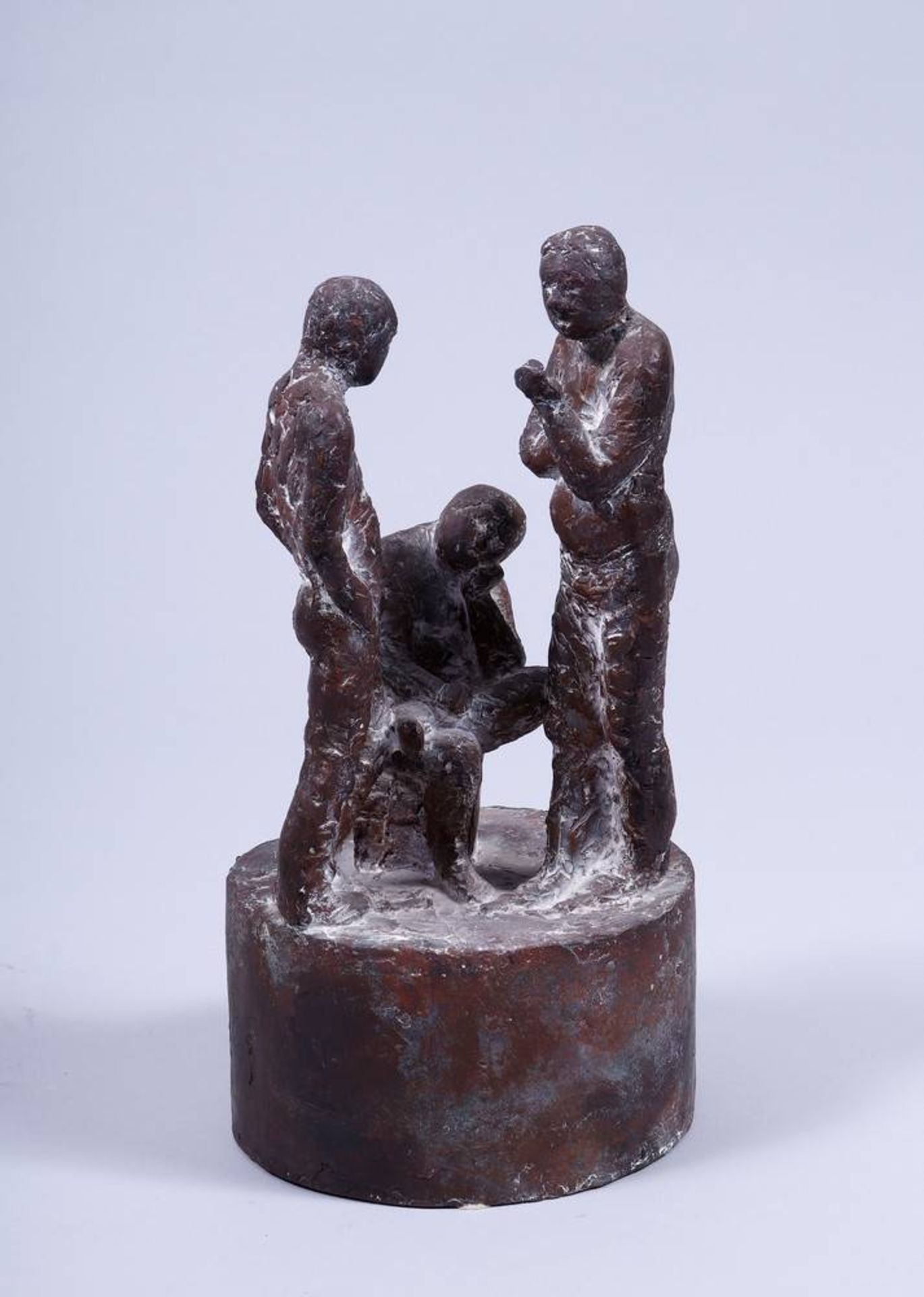 Christa Baumgärtel (b. 1947, Kaufbeuren) bronze, patinated, "Diskussion" (discussion), monogr. and