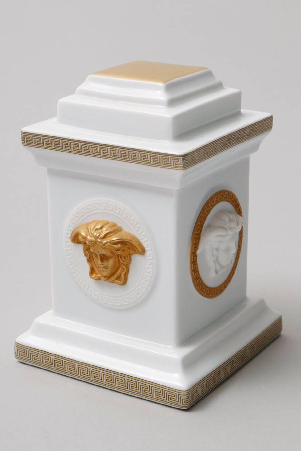 Small Table Clock Rosenthal, 20th C., design Gianni Versace, decor "Gorgona", plinth shaped, - Bild 3 aus 7