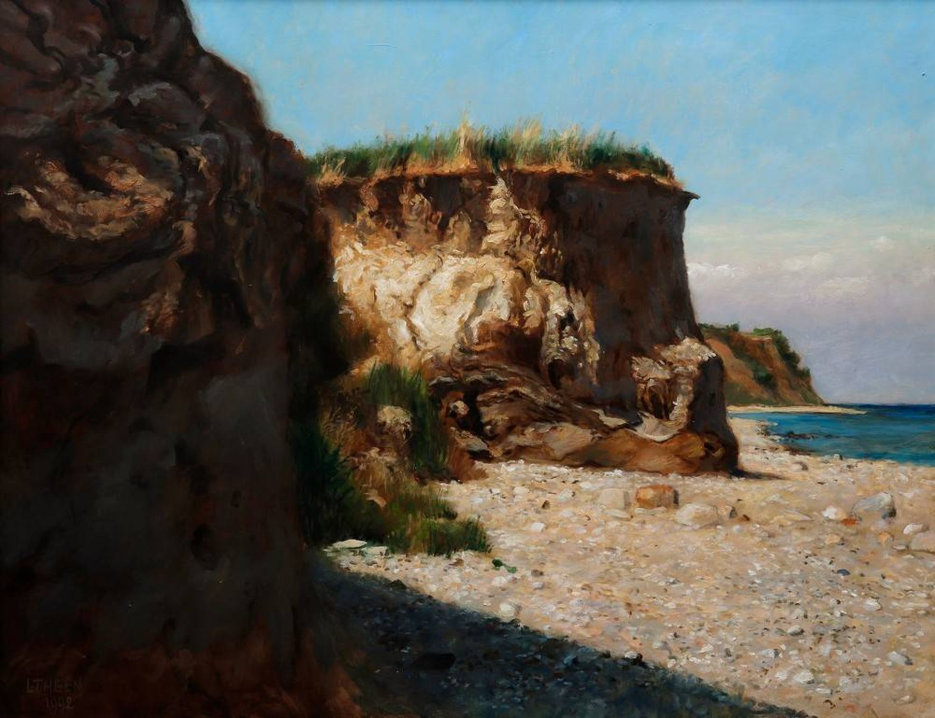 Lutz Theen(1913, Tsingtau, China - 2001, Dollerup), oil on board, verso titled "Steilufer" (cliffs), - Bild 2 aus 5