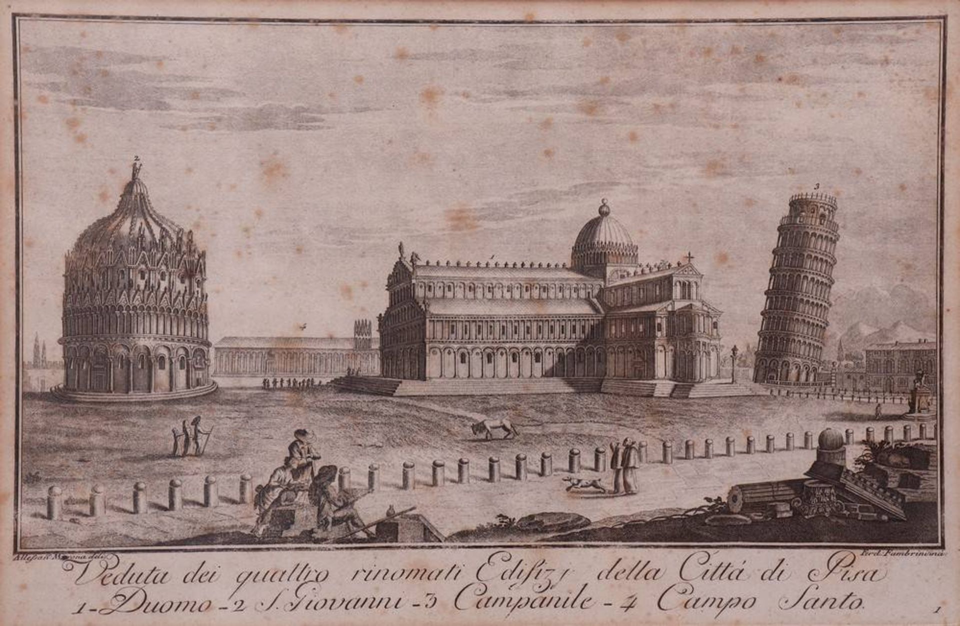 Ferdinando Fambrini (act. ca. 1764-1790)view of Pisa, 1788, copper engraving, "Veduta dei quattro - Bild 2 aus 2