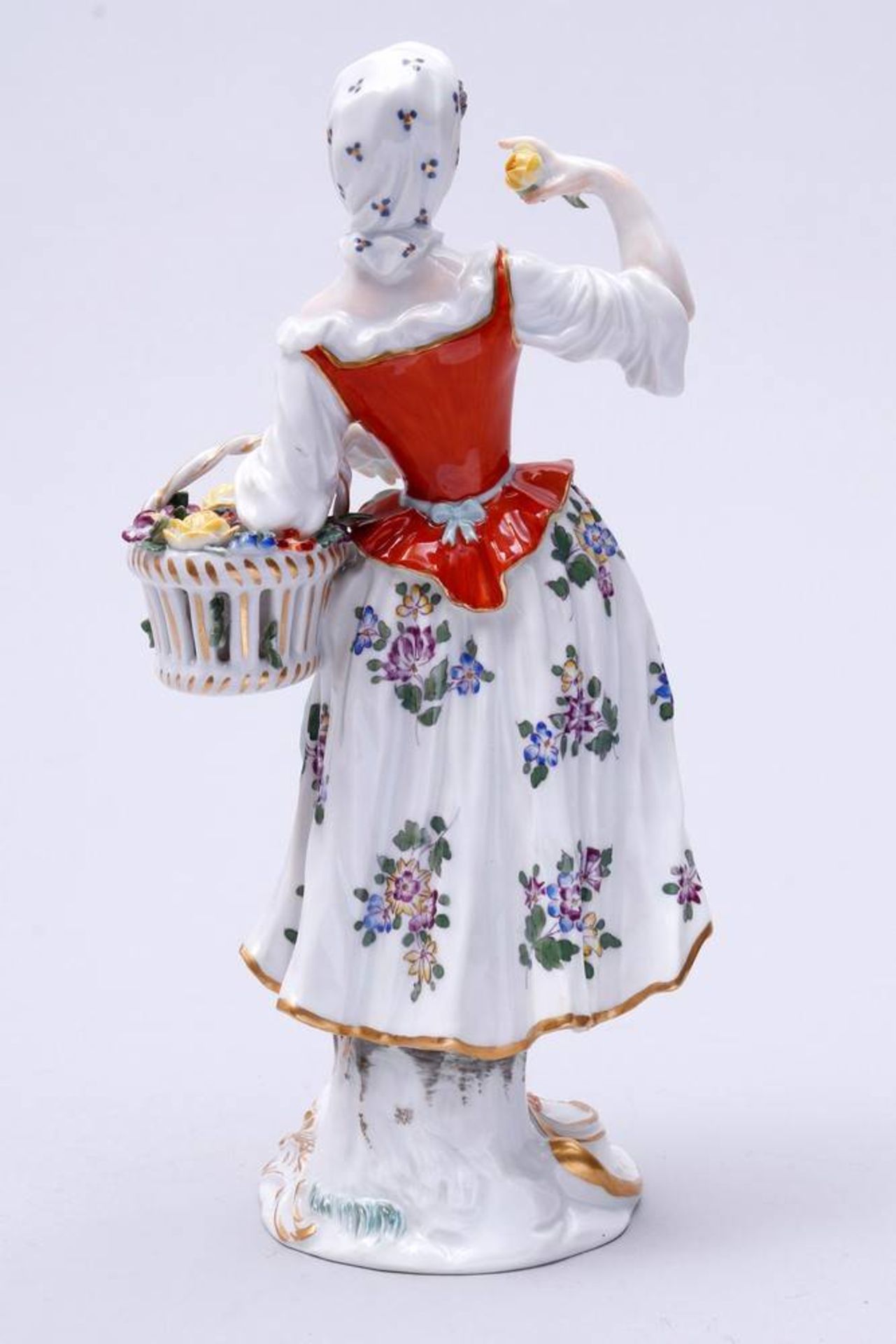 Flower Seller Meissen, 2nd half 20th C., design poss. Friedrich Elias Meyer, standing Lady with - Bild 2 aus 7