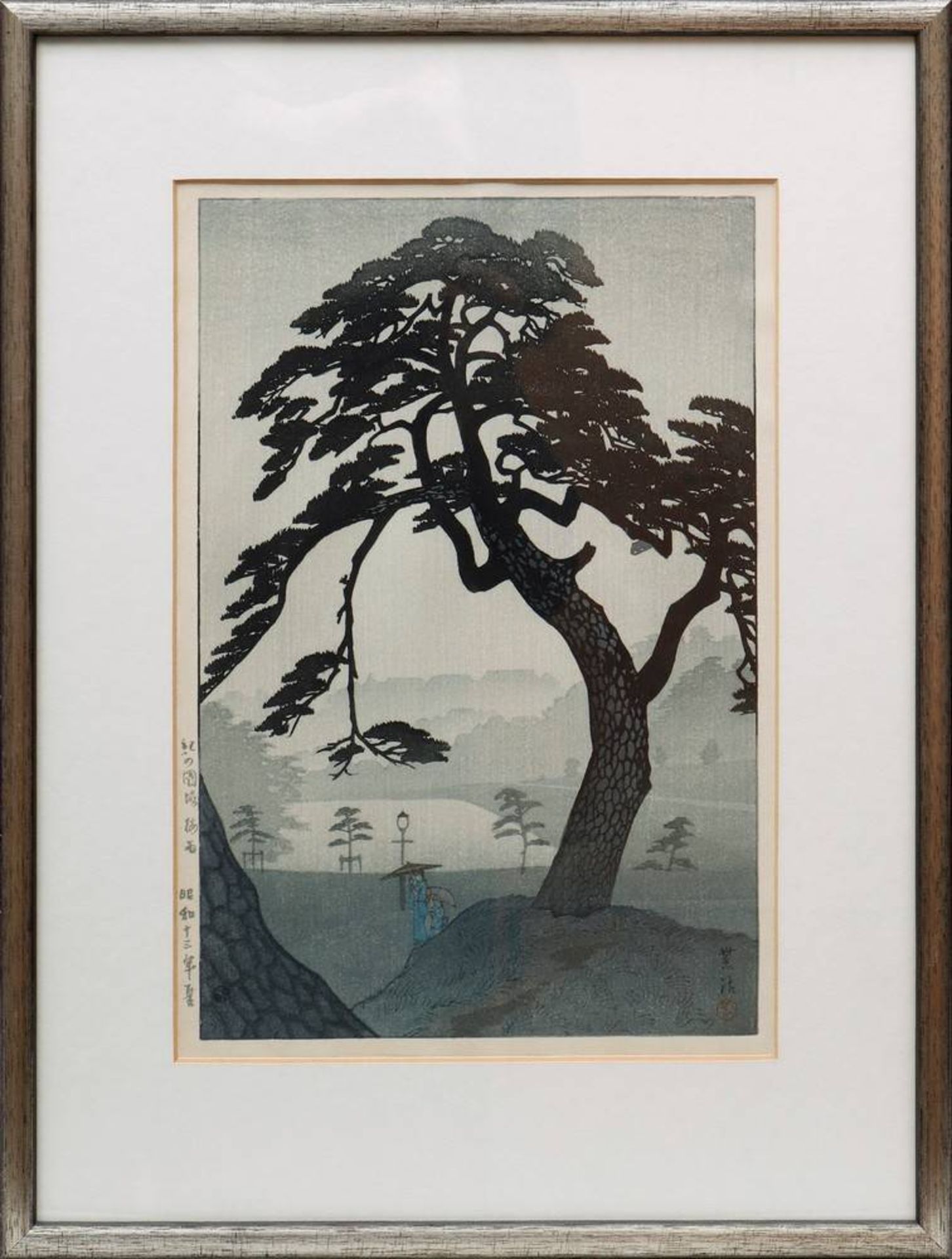 Kasamatsu Shiro (1898, Tokyo - 1991, ibid) "Kinokunizaka in the rainy season", Oban, woodcut in