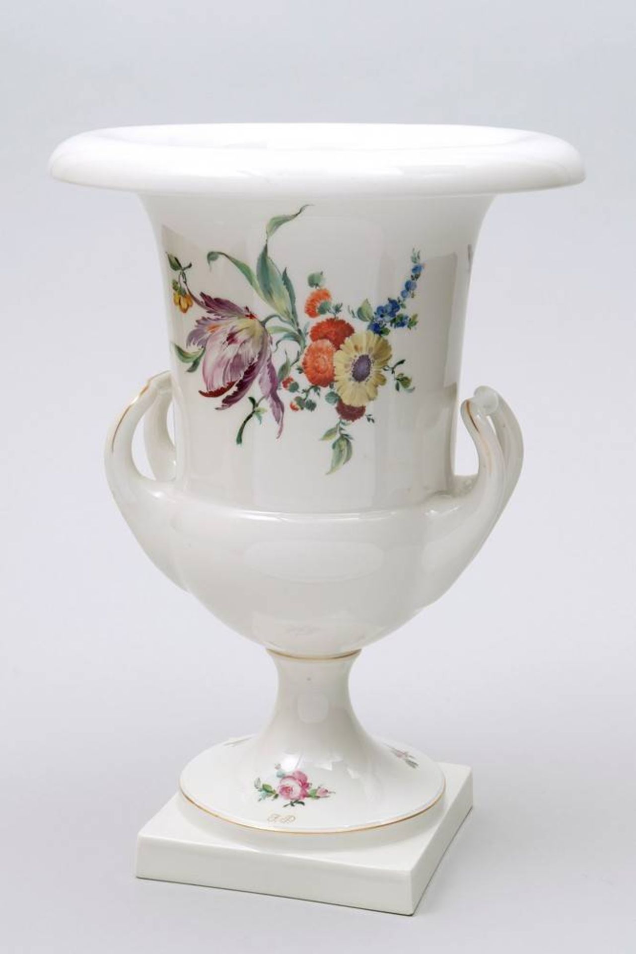 "Redensche" urn-vase, KPM-Berlin, design Johann Carl Friedrich Riese, ca. 1799, floral decoration,