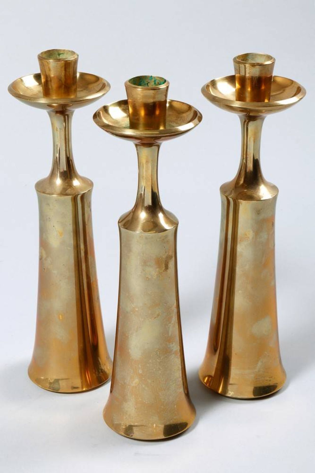 3 Candle Holders design Jens Harald Quistgaard for Dansk Designs, Copenhagen, ca. 1960, polished