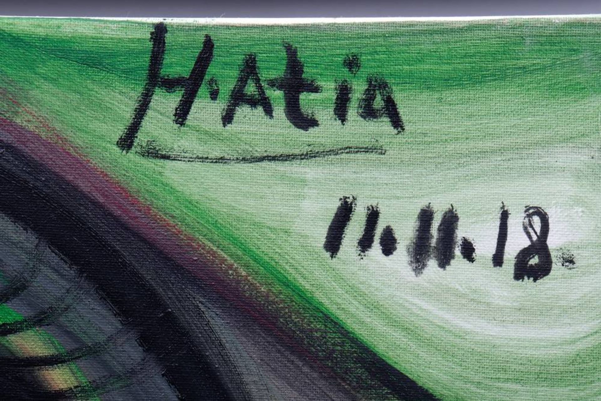 Hassan Atia (1953 in Ägypten geb., in München tätig)Abstraktes Porträt, o.r. sign. "H. Atia", Öl auf - Bild 2 aus 3