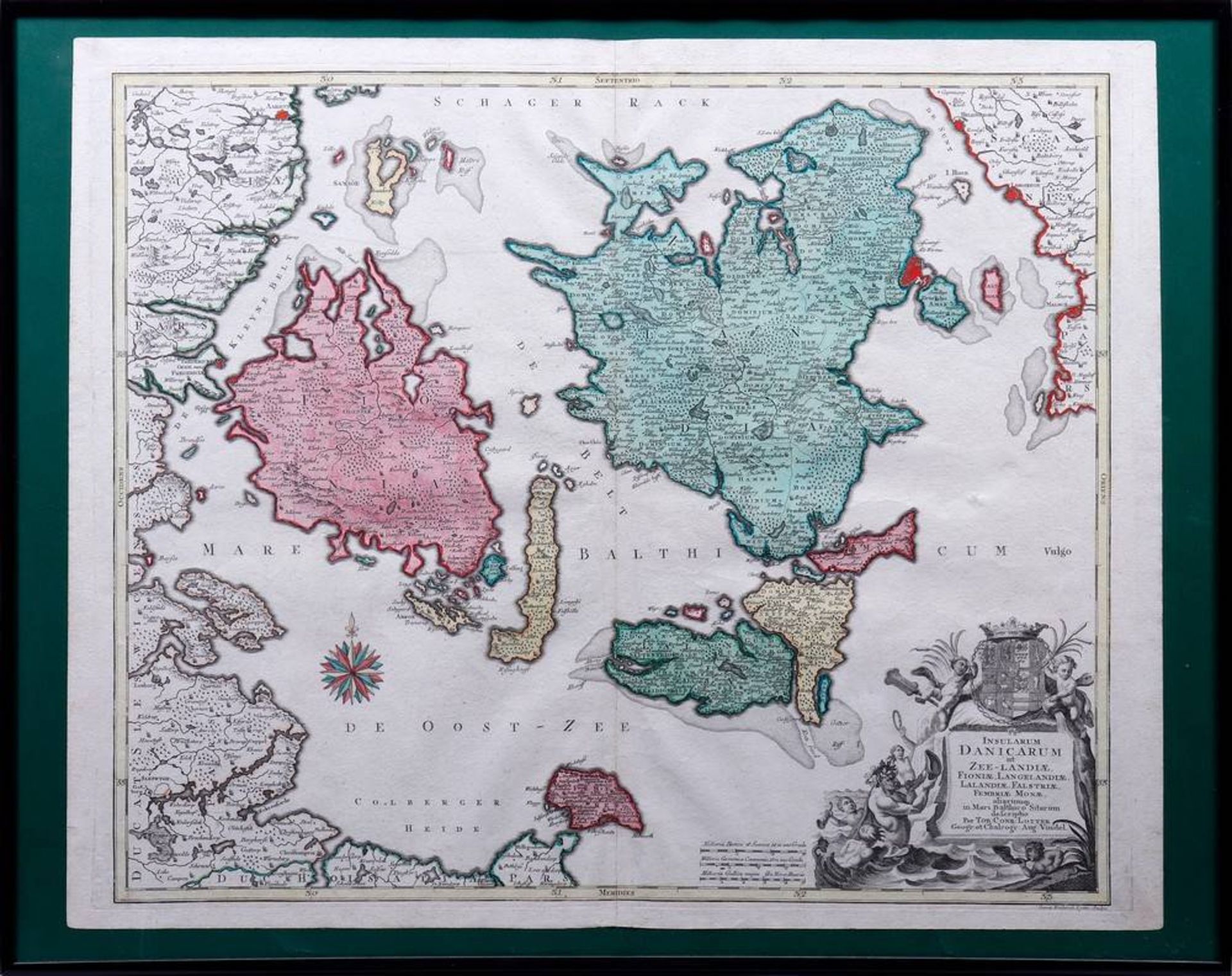 Tobias Conrad Lotter (1717 in ? - 1777 in Augsburg)Insularum Danicarum (...), um 1770, kolorierter