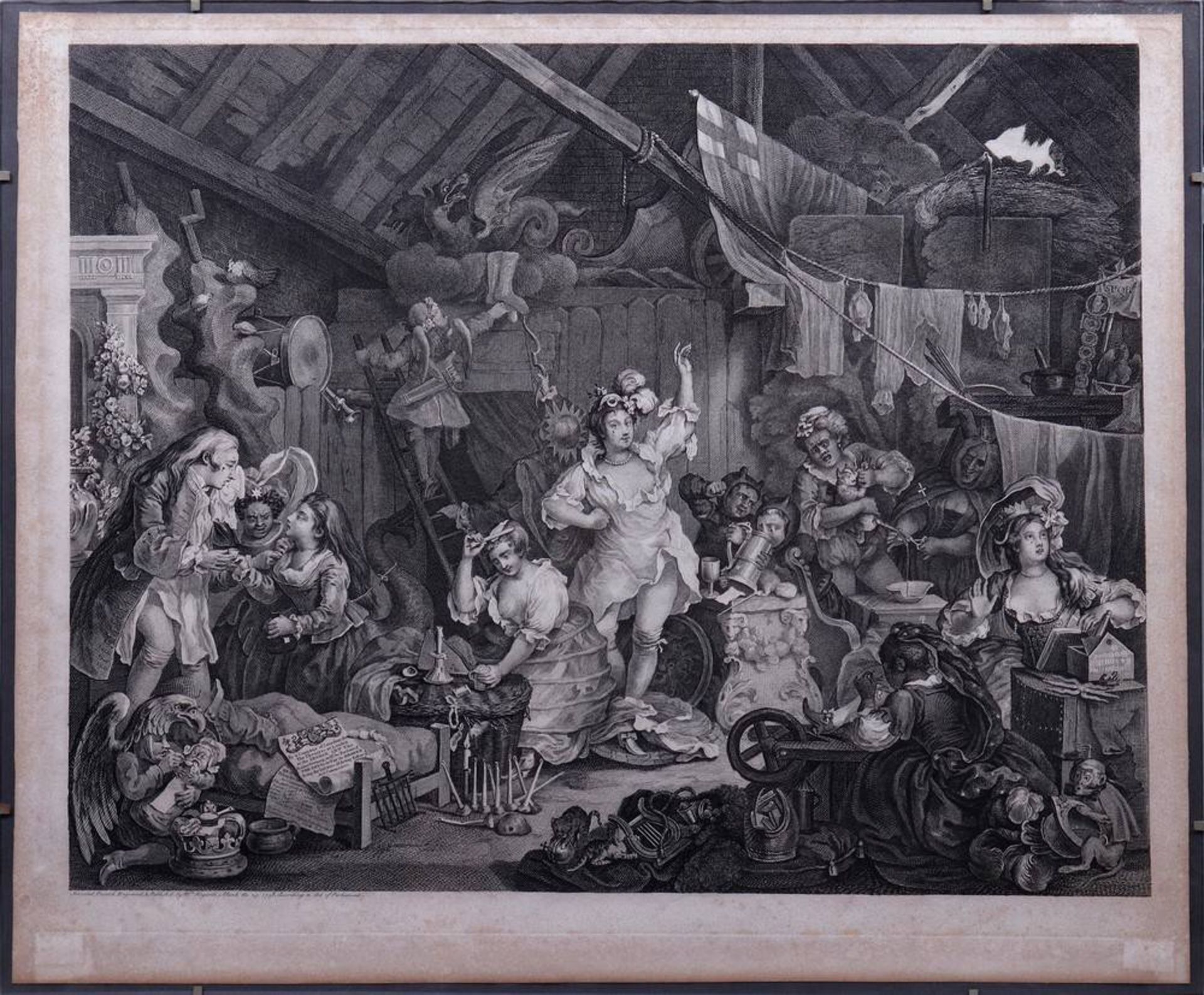 William Hogarth (1697 in London - 1764 ebda.)Strolling actresses dressing in a barn, 1738,