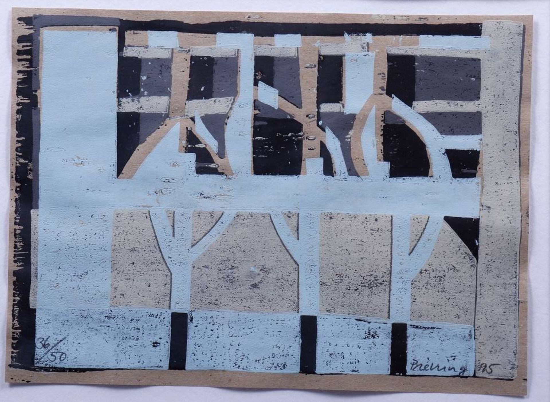 Peter Piening (1942 in Breklum, Nordfriesland geb., Hamburger Künstler) Gitterförmige Abstraktion, - Bild 2 aus 2