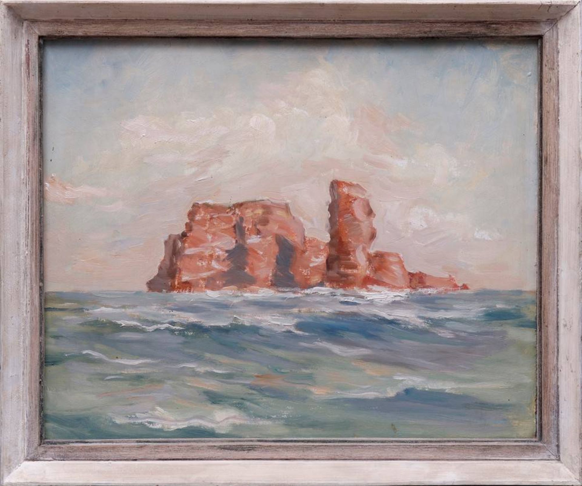 Anton Werner (1902 in Hamburg - 1976 ebda)Helgoland mit Langer Anna, Öl auf Hartfaser, unsign.,