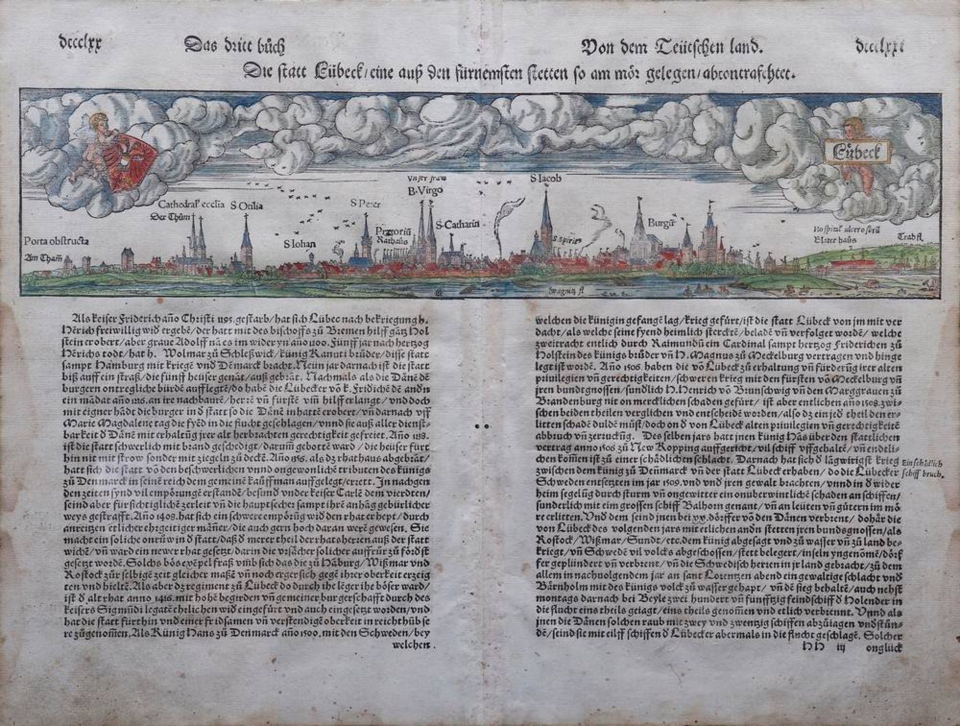 Sebastian Münster (1488 in Ingelheim am Rhein - 1552 in Basel, Schweiz)Stadtansicht Lübeck, - Bild 2 aus 2