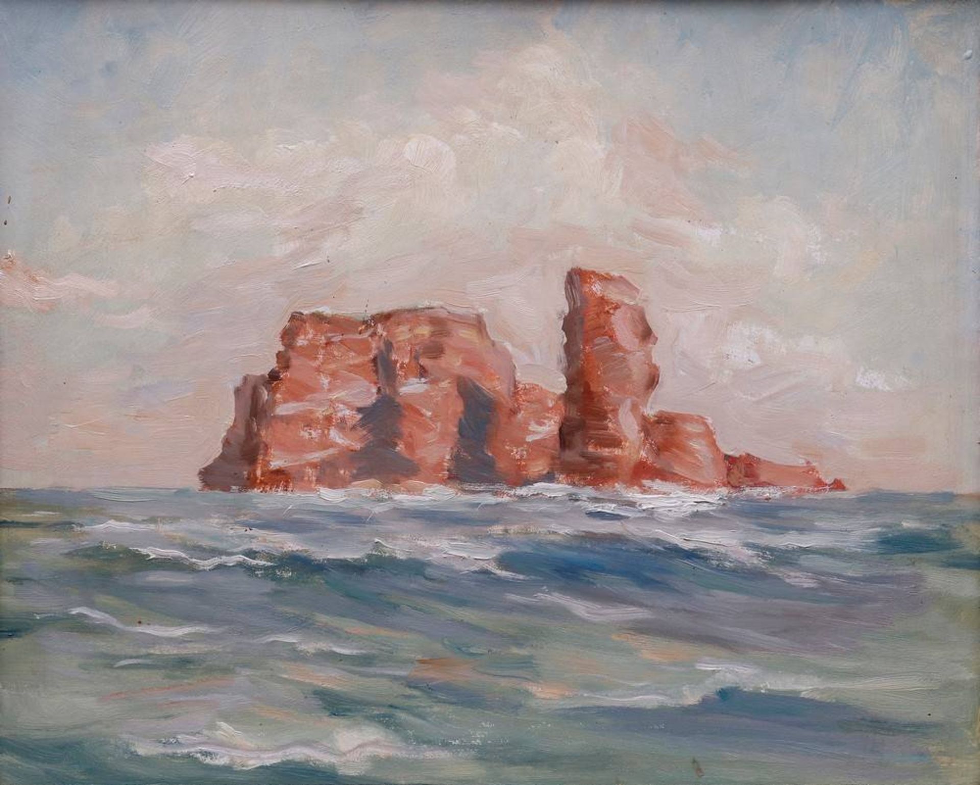 Anton Werner (1902 in Hamburg - 1976 ebda)Helgoland mit Langer Anna, Öl auf Hartfaser, unsign., - Bild 2 aus 3