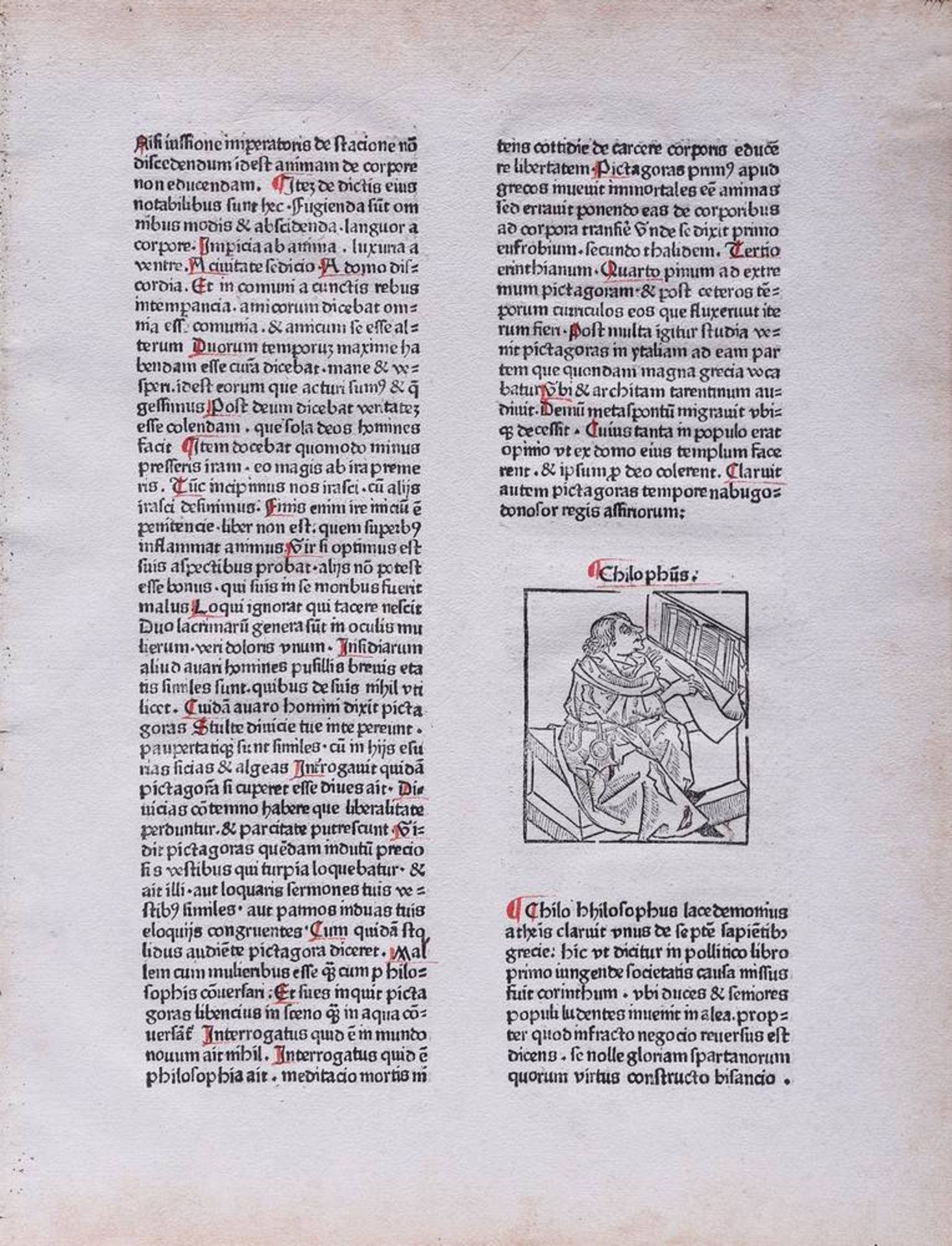 Lucas Brandis (vor 1450 in Delitzsch - nach 1500 wahrscheinlich in Lübeck)Inkunabel-Blatt aus "