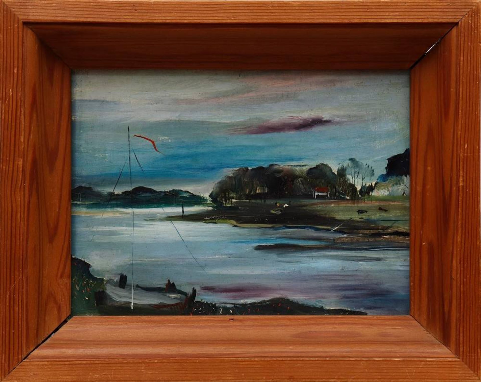 Horst Skodlerrak (1920 in Juknaičiai, Litauen - 2001 in Travemünde)"Landschaft bei Schwartau - An